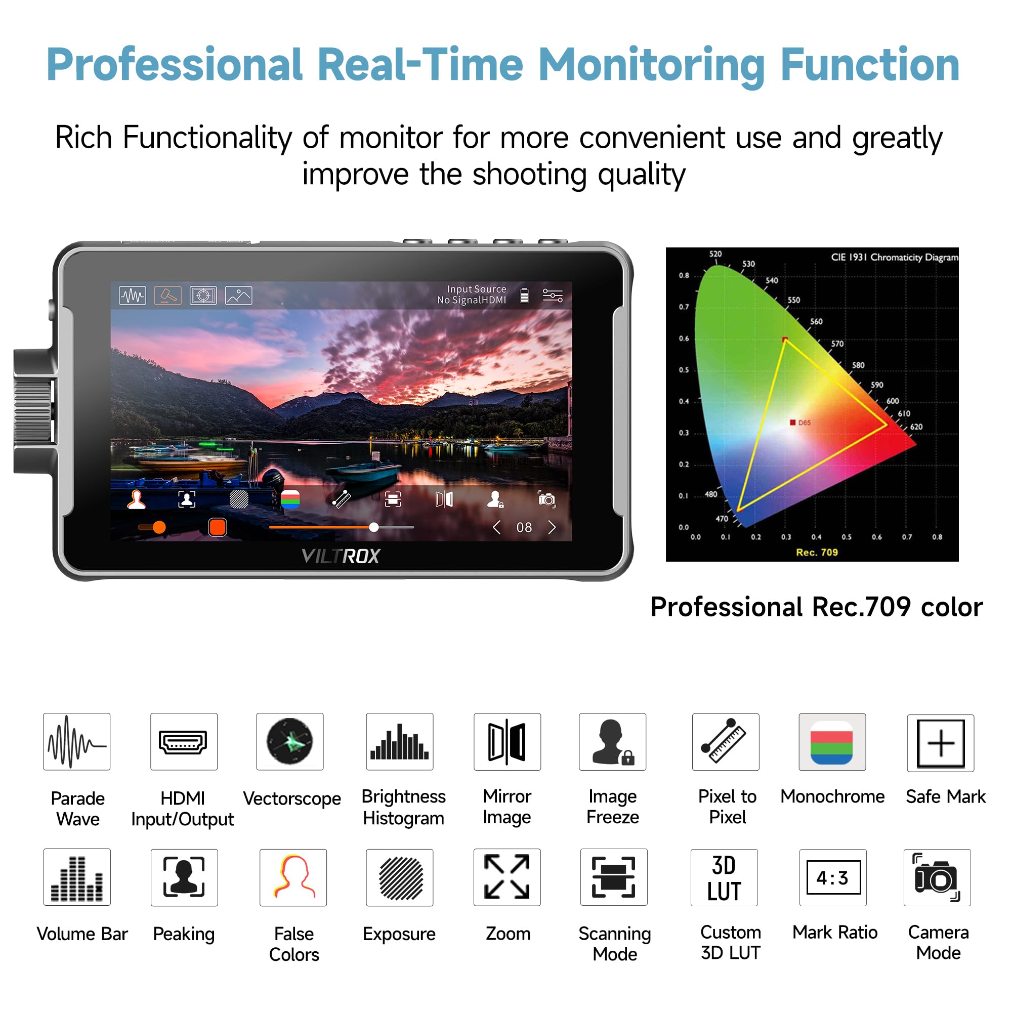 Viltrox Dc 550 1200 Nits Dslr Camera Field Monitor, 4K 1920X1080 Touchscreen Portable On Camera External Video Monitor Kit With