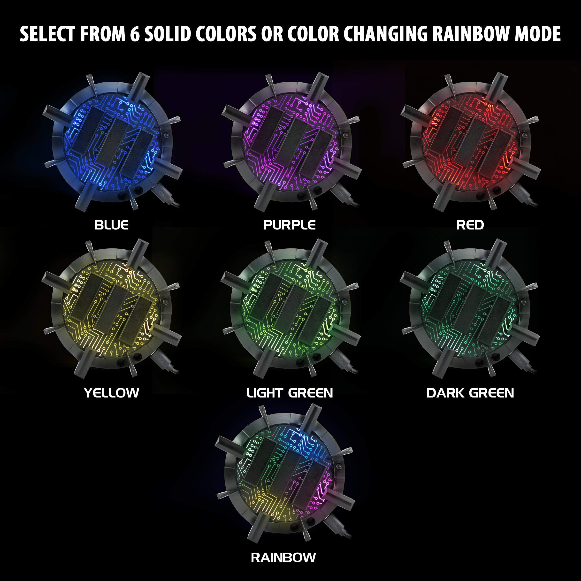 Enhance Gaming Headphone Stand Headset Holder With 4 Port Usb Hub, Customizable Led Lighting, Flexible Acrylic Neck - Universal