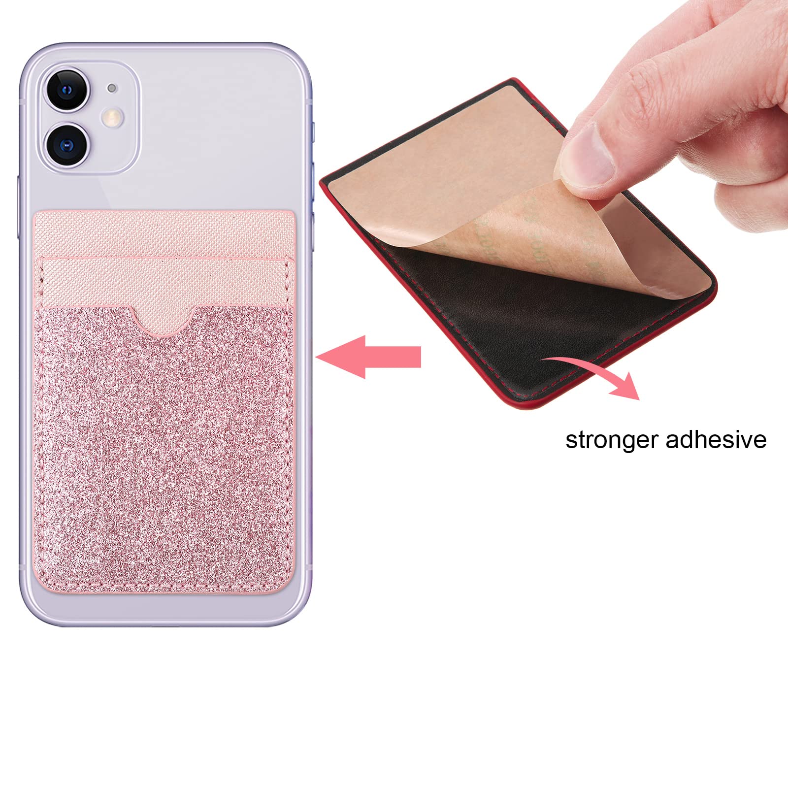 6 Pieces Phone Card Pocket Holder Phone Card Stick Pu Leather Cell Phone Card Pocket, Id Credit Card Wallet Phone Case Pouch For
