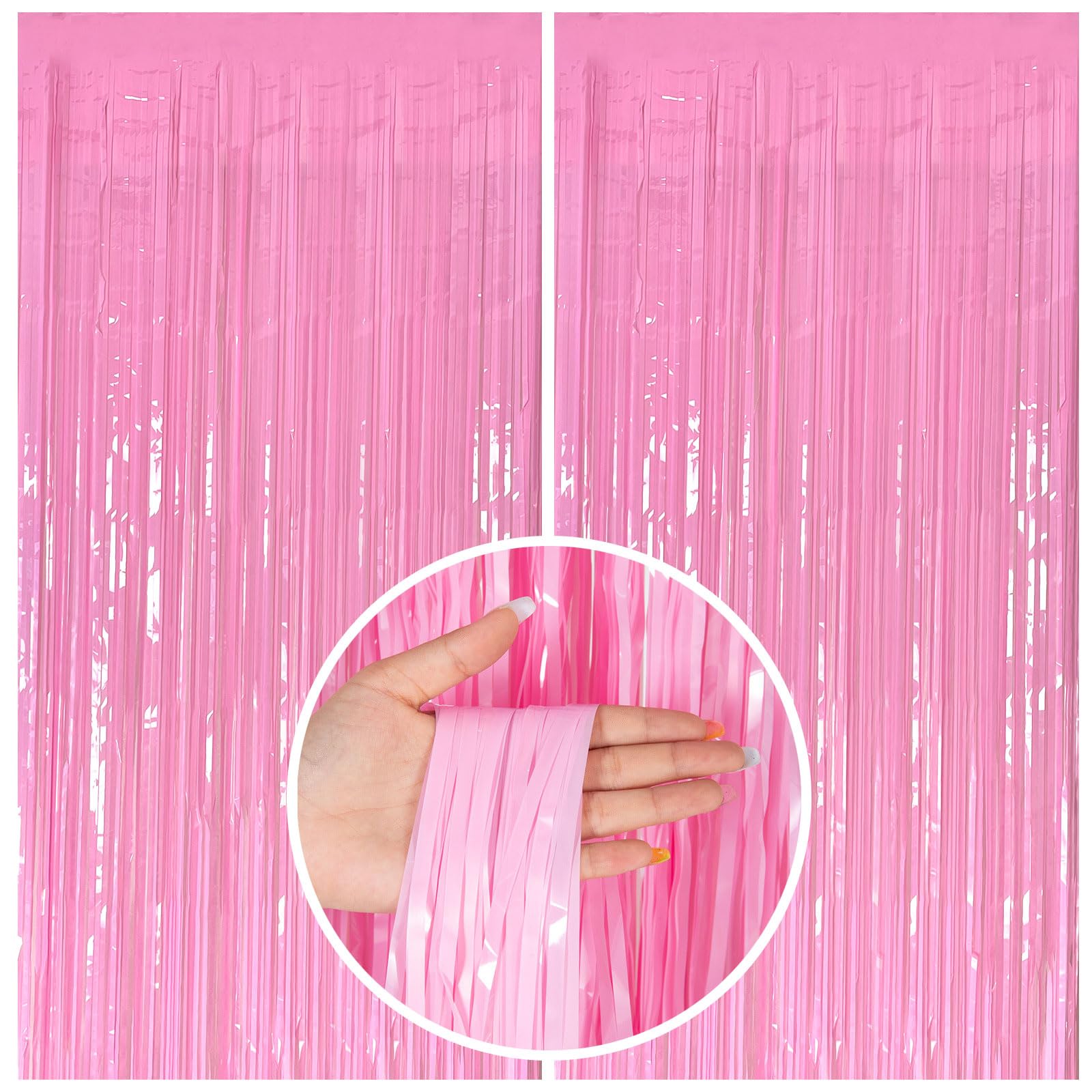 Pink Party Streamers Foil Fringe Backdrop Curtains Tinsel Streamers Birthday Party Decorations Fringe Backdrop For Birthday Part