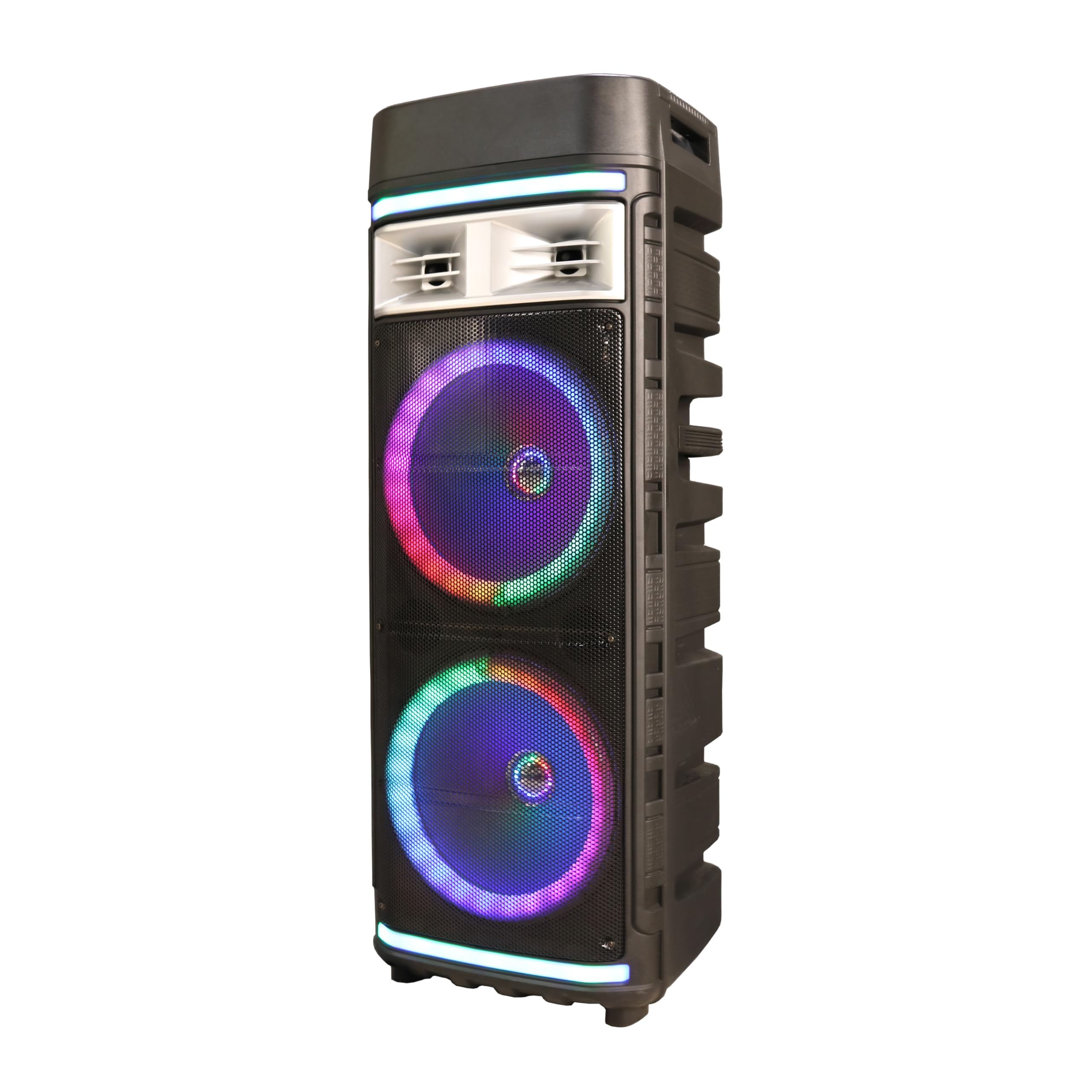 Iq Sound Iq 6612Djbt 2 X12 Inch Portable Dj Speaker, Twd, 600 Watts, Led Light Show, Usb/Micro Sd & Aux Inputs, Fm Radio, Mic In