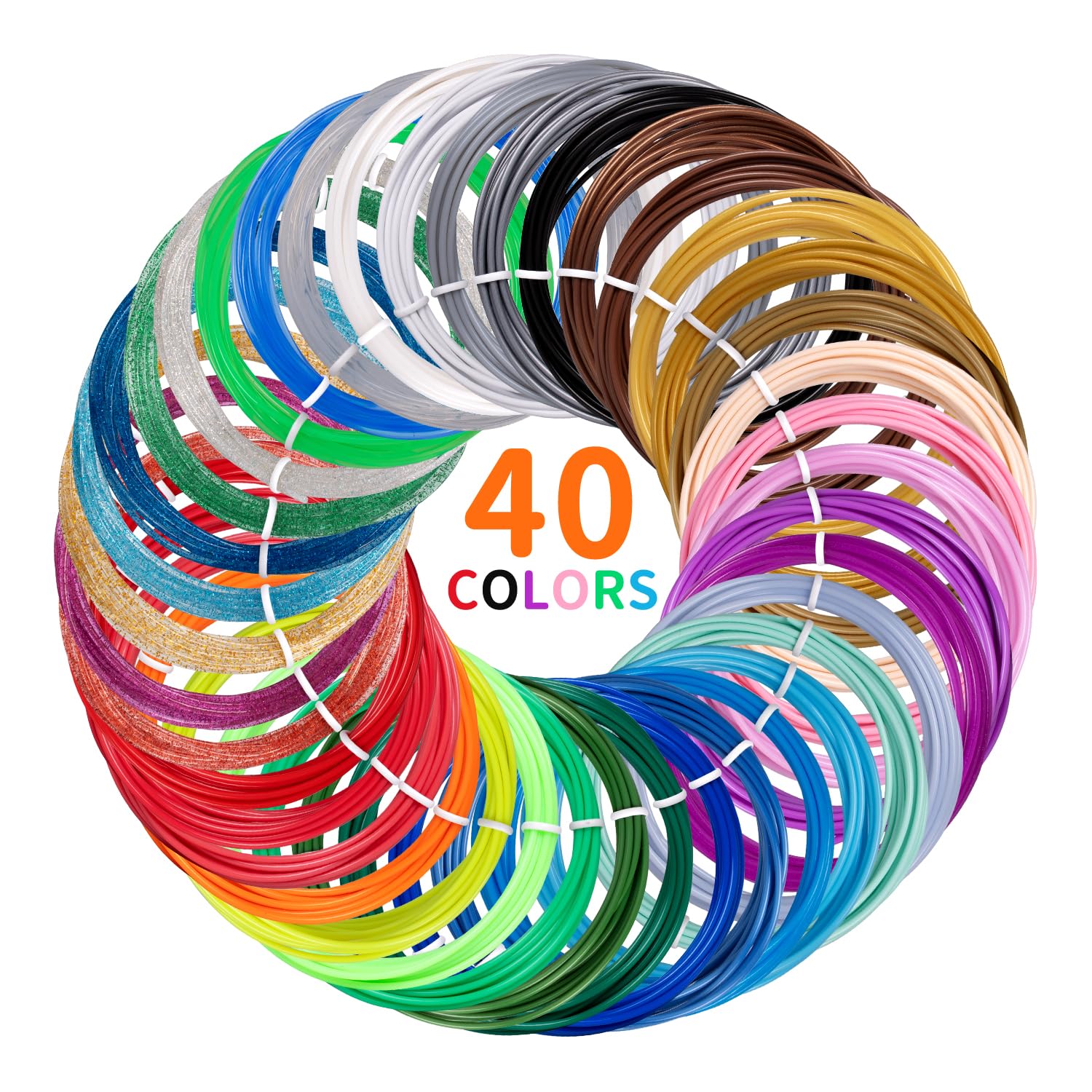 Kretrum 3D Pen Filament Refills 40 Colors 1.75Mm 3D Doodler Pen Refills Pla Filament Compatible With Most 3D Prining Pens Mynt3D