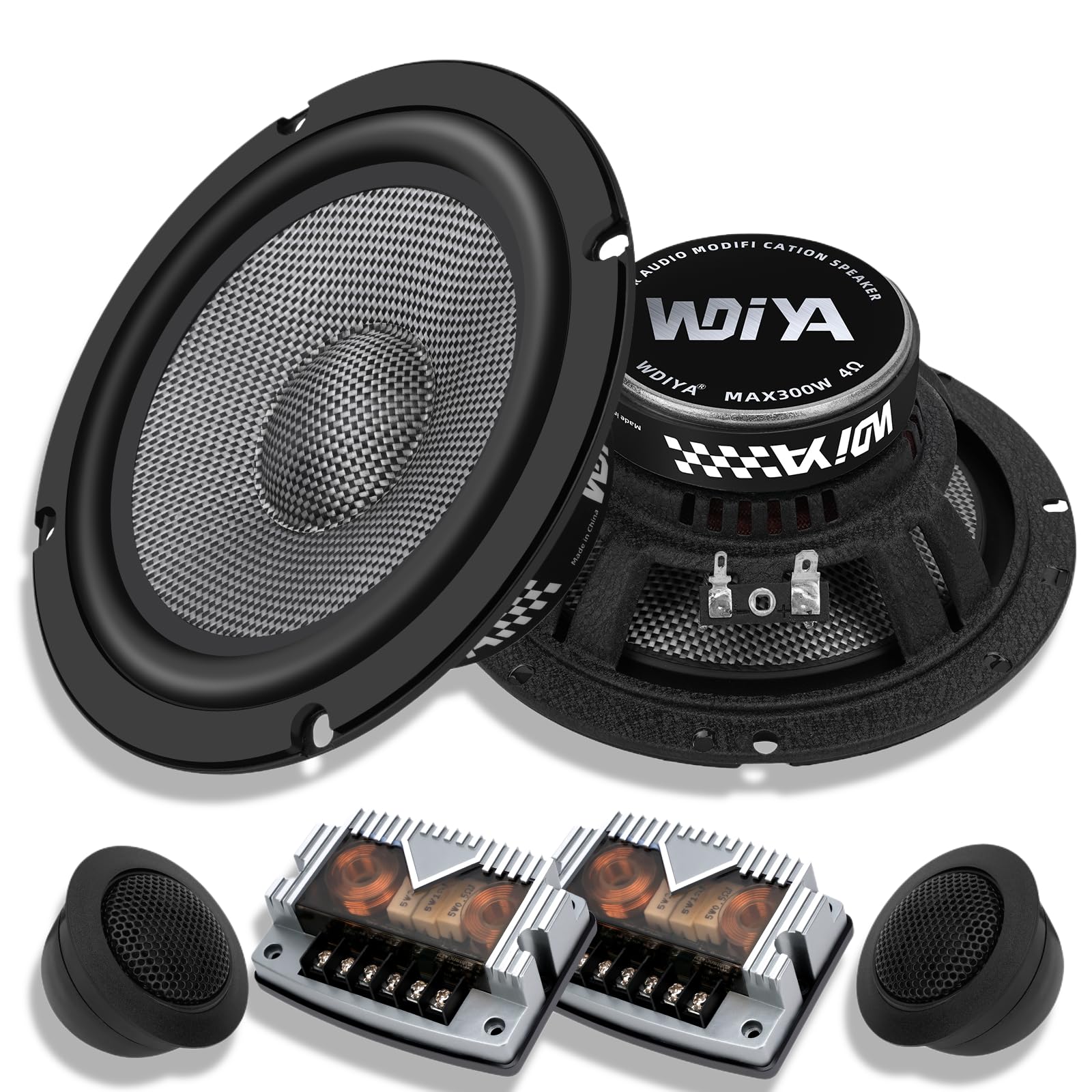 WDiYA 6.5 Components Car Speaker Carbon Fiber Cone Professional Car Sound System High Sensitivity Stereo Automotive Speaker Incl