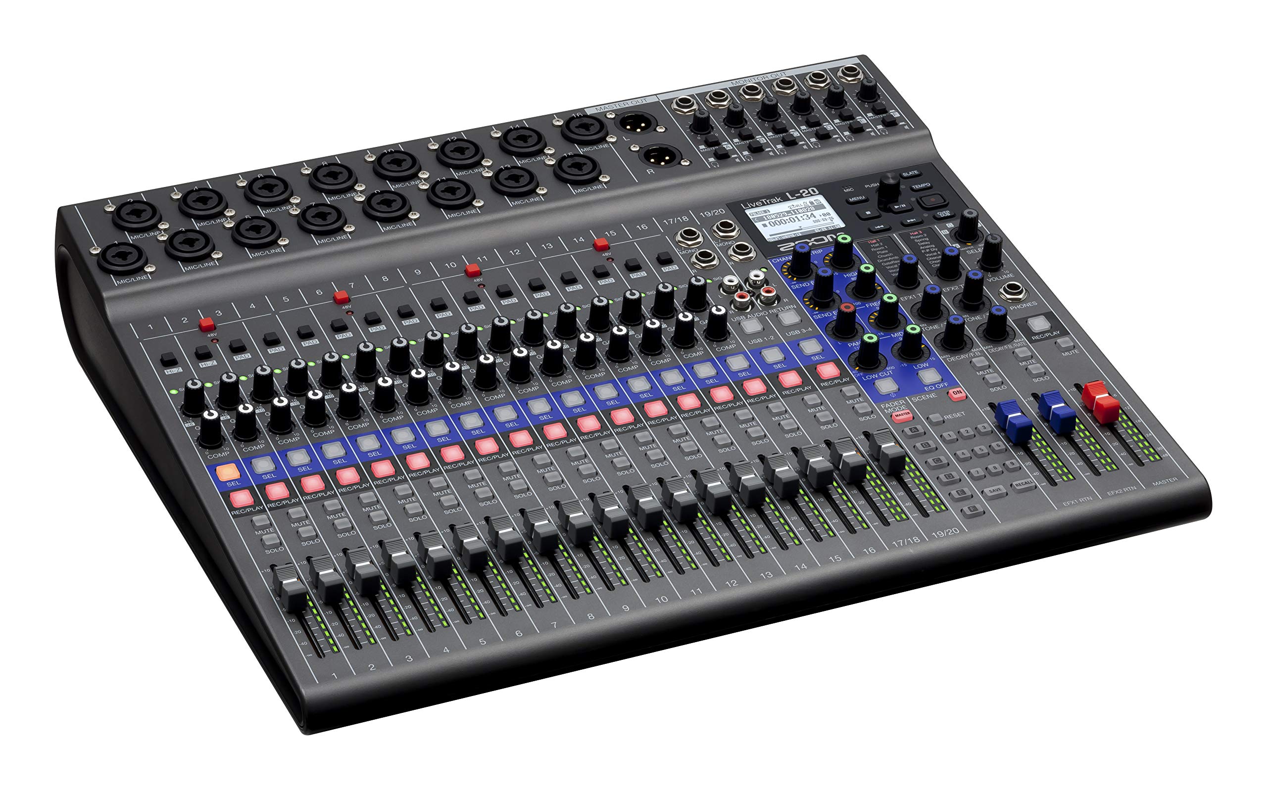 Zoom Livetrak L 20 Digital Mixer & Multitrack Recorder, 20 Input/ 22 Channel Sd Card Recorder, 22 In/4 Out Usb Audio Interface,