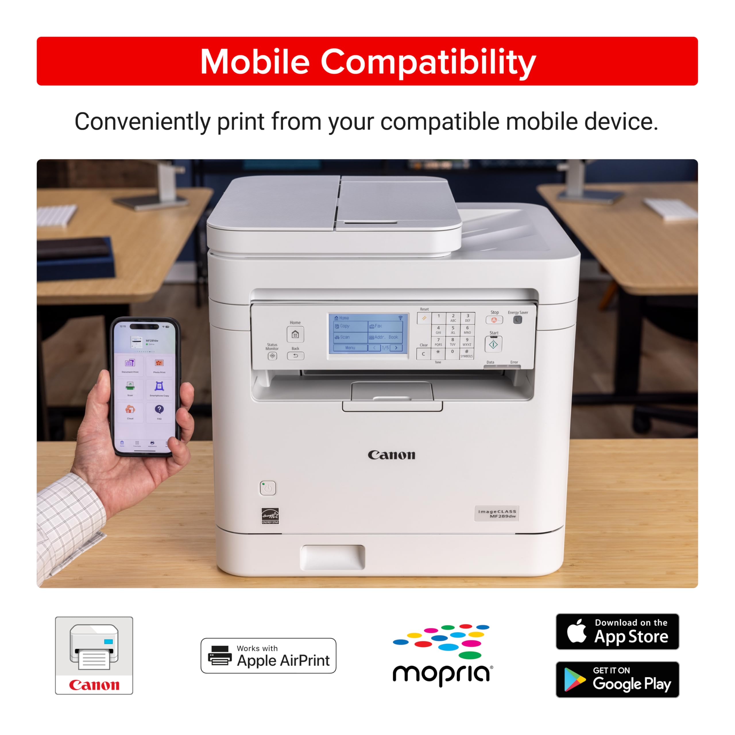 Canon Imageclass Mf289Dw - Monochrome, Duplex, Wireless Laser Printer, All-In-One Print, Copy, Scan, Fax, Auto Document Feeder,