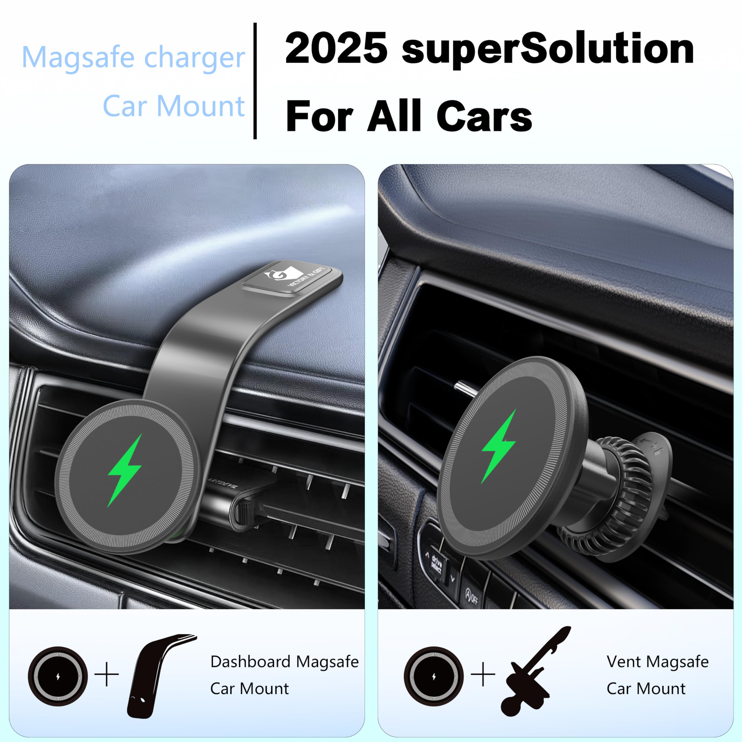 15W For Magsafe Car Mount Charger: Relocatable Car Phone Mount With 360 Adjustable Aluminum Arm , For Car Phone Mount Charger Da