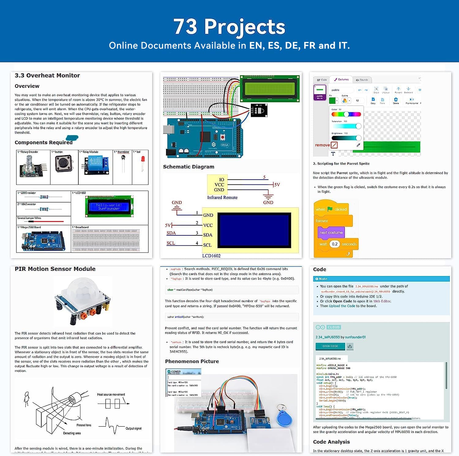 Sunfounder Project The Most Complete Electronics Starter Kit Compatible With Arduino Mega 2560 R3 Mega328 Nano, 73 Tutorials Inc