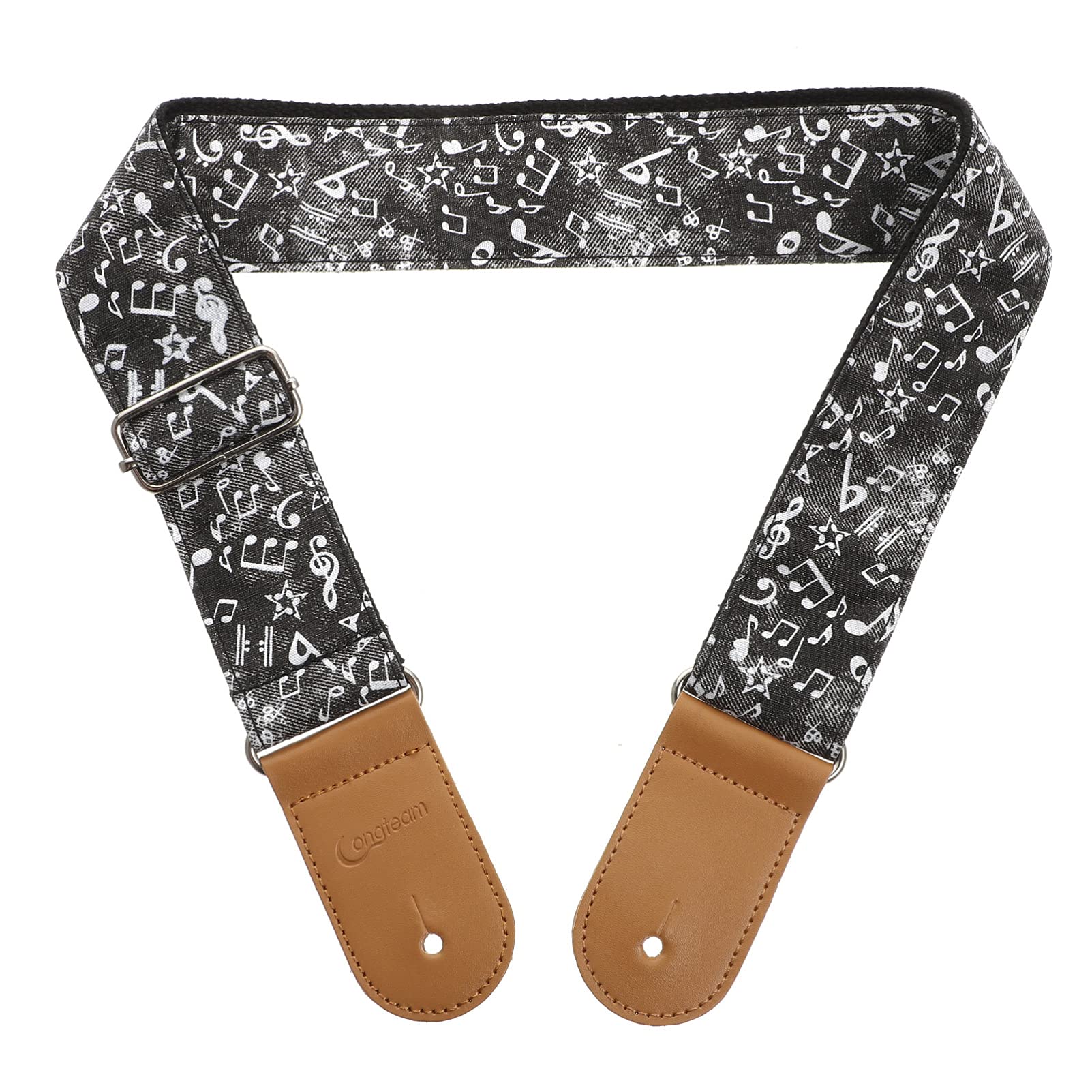 Ubervia Guitar Strap Cotton Music Note Pattern Ukulele Strap Adjustable Non Punch Belt Portable Carrying Lanyard for Bass Elect
