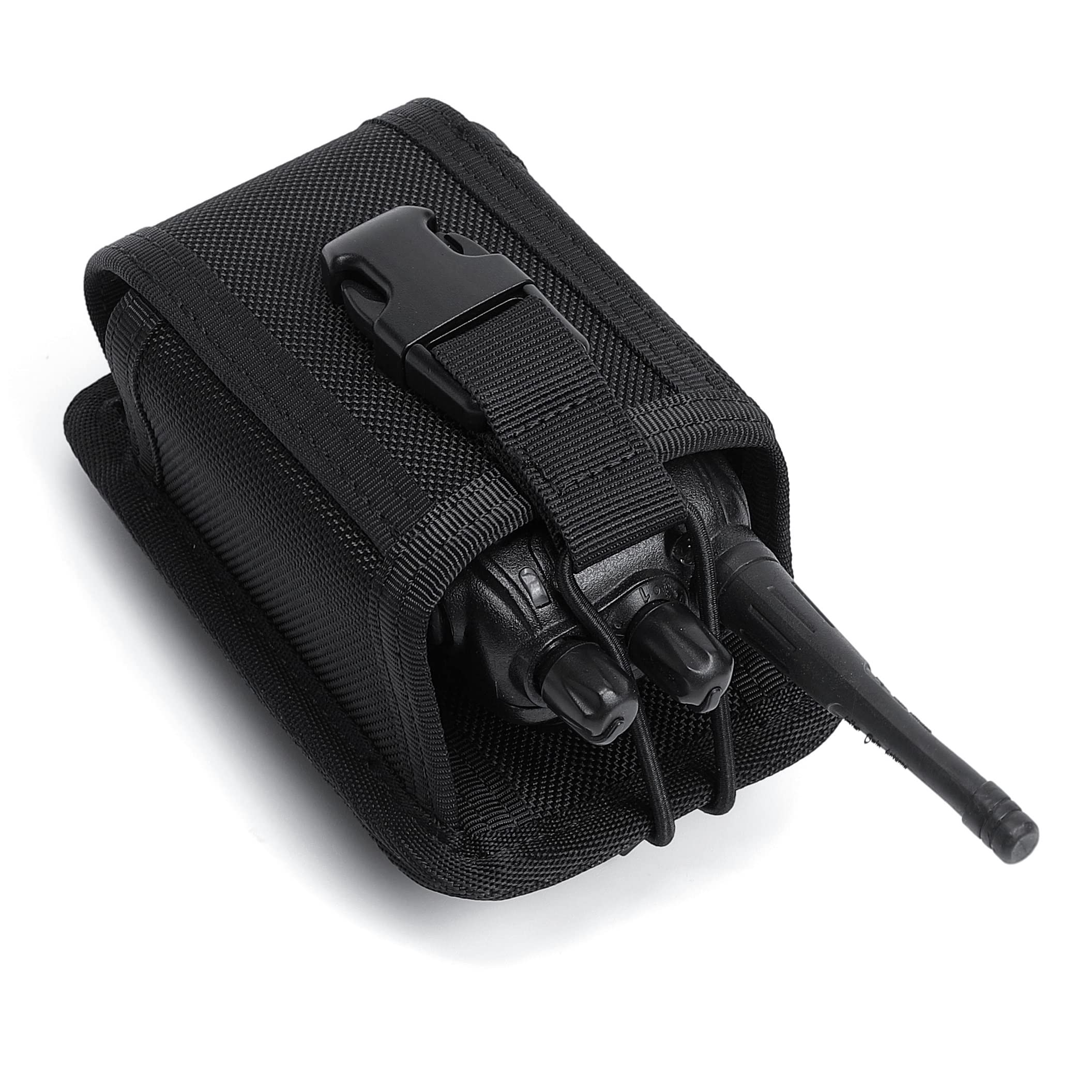 Tacnex Universal Radio Holster Tactical Radio Holder Elastic Walkie Talkies Pouch Two Ways Radio Nylon Case W/Molle Strap Duty B