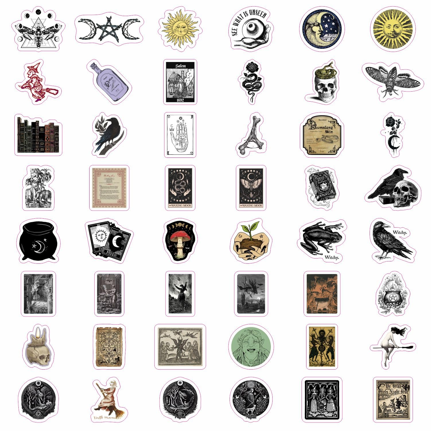 Medieval Witch Stickers For Water Bottle And Laptop   Witchcraft Party Favors & Decorations, Waterproof Vinyl Magical Decals, Me