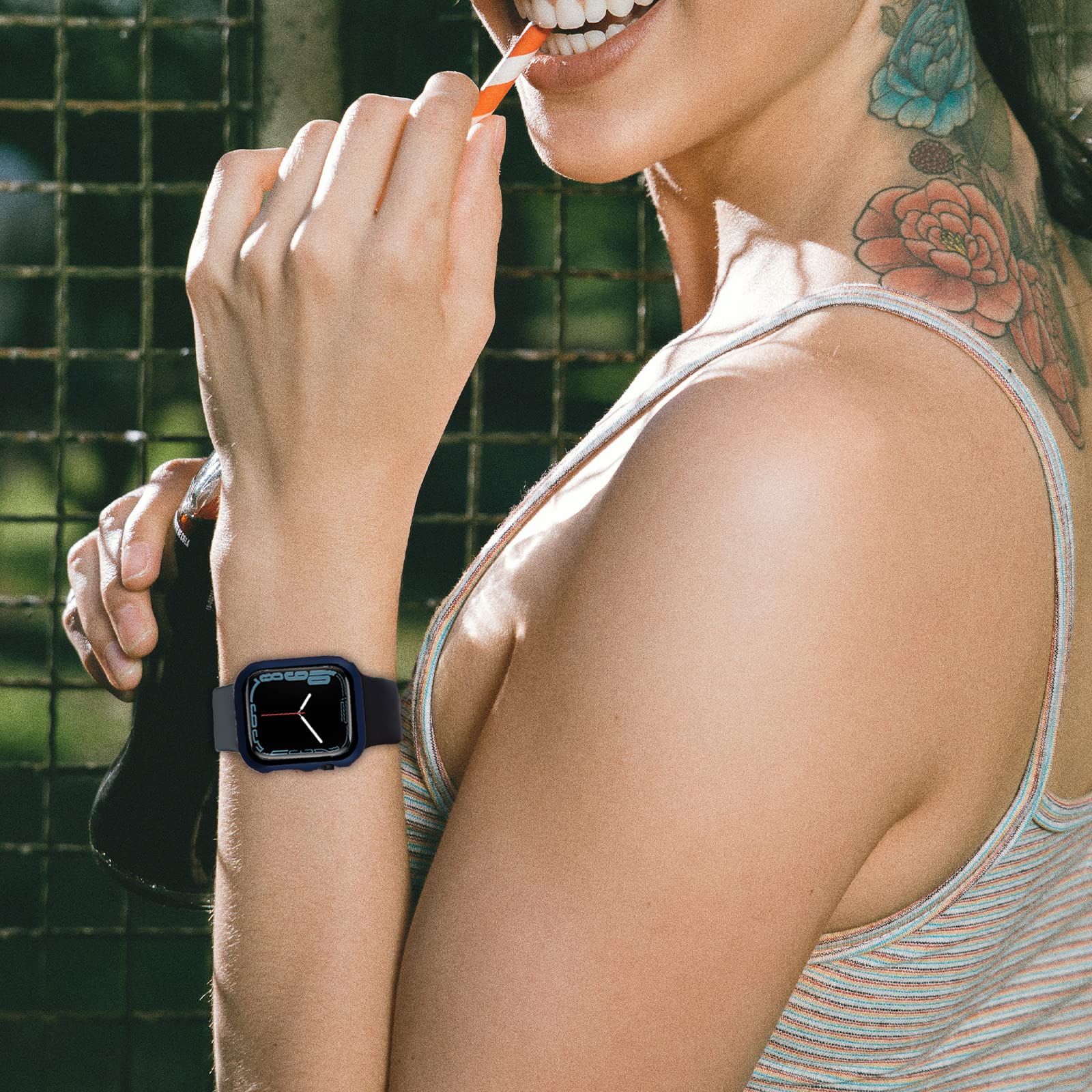 Miimall Compatible Apple Watch Series 8 Case 41Mm With Screen Protector Anti Scratch Shockproof Hard Pc And Tempered Glass Film