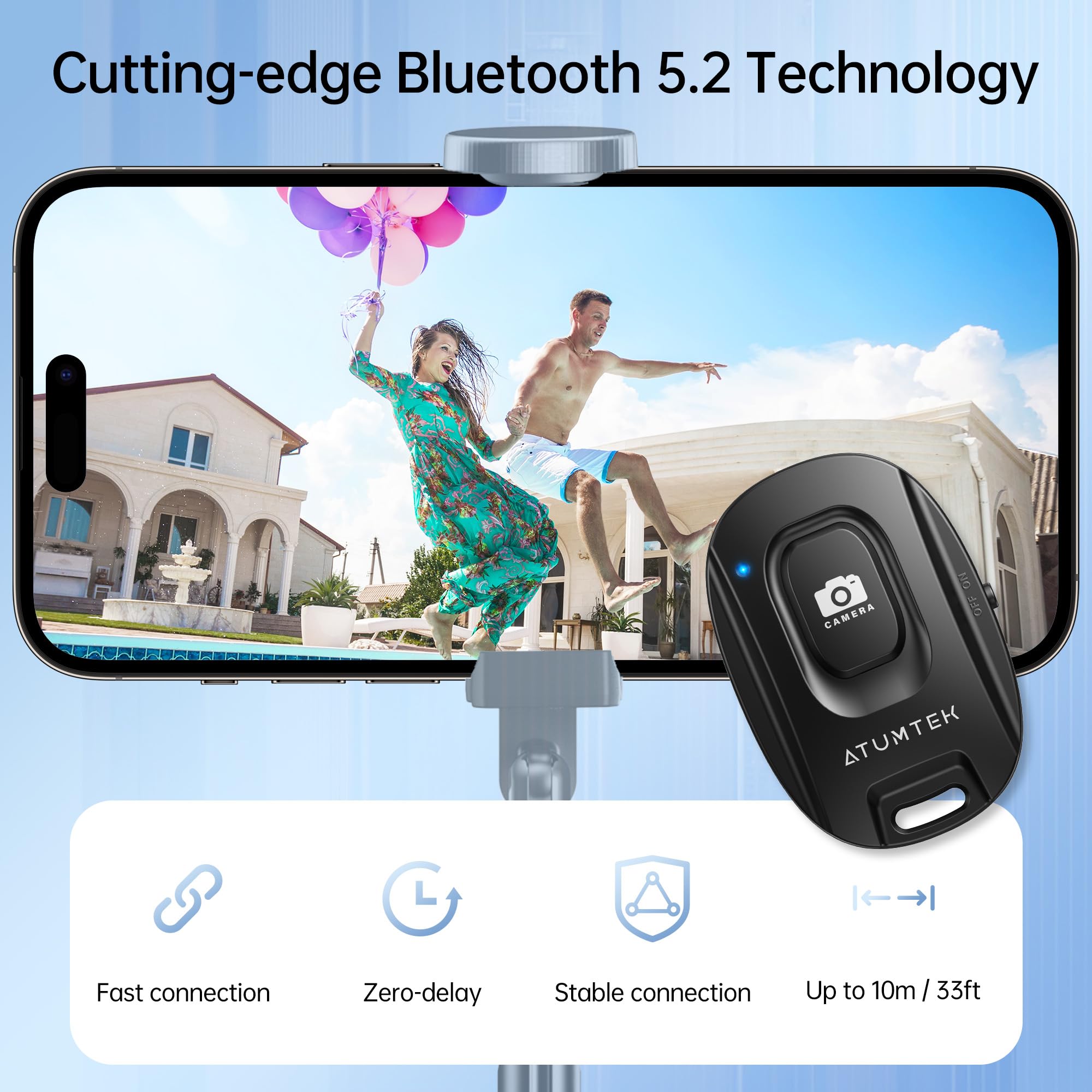 Atumtek Camera Remote Shutter For Iphone And Android Smartphones (2 Pack), Wireless Phone Remote Control Selfie Button For Photo