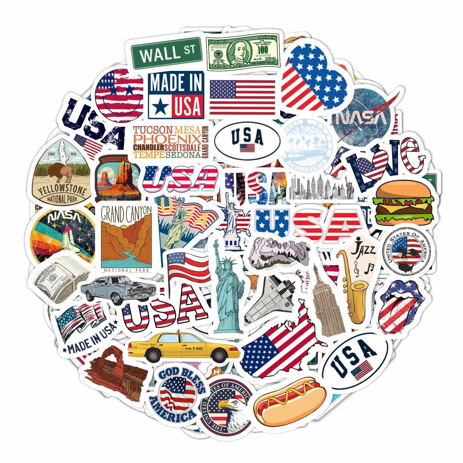 Usa Stickers For Water Bottle And Laptop   Usa Party Favors & Decorations, Waterproof Vinyl Decals, American Flag And Patriotism