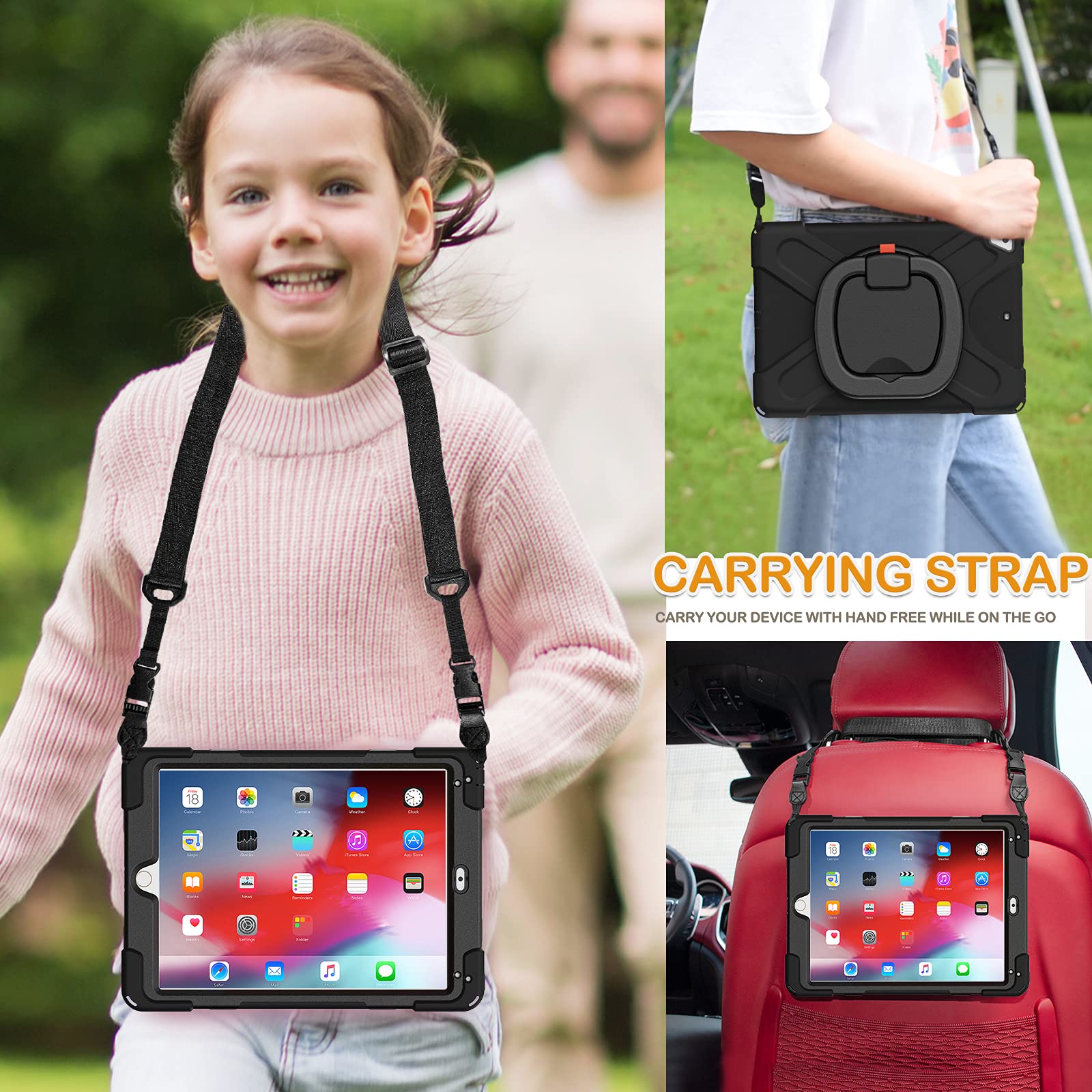 Braecn Kids Case For 9.7    Ipad 6Th/5Th Generation/Ipad Pro 9.7 Inch/Ipad Air 2, Shockproof Silicone Case With Rotatable Grip,