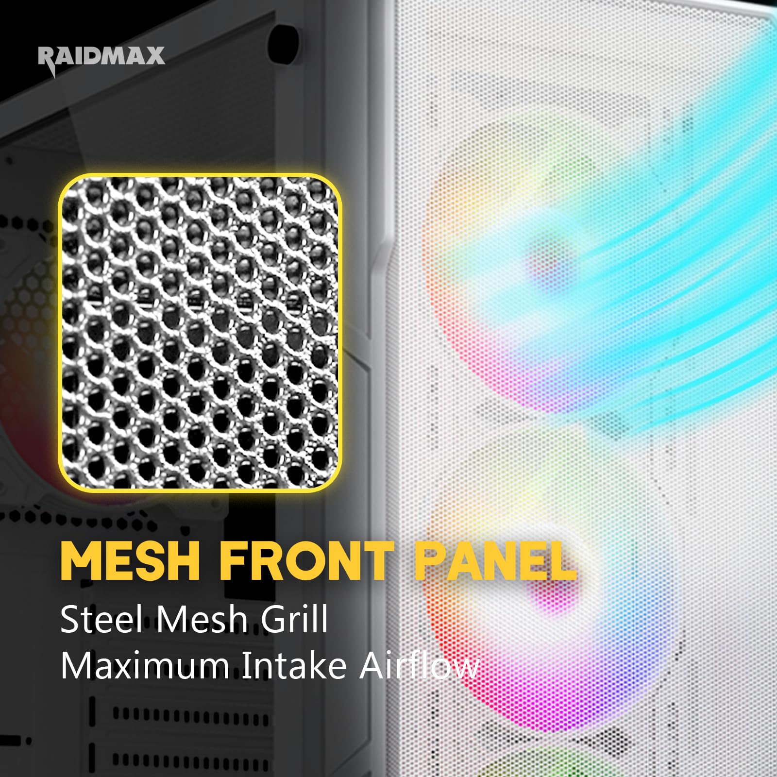 Raidmax Vector V212 Gaming Chassis   Pre Installed 4X Static Rgb Color Fans, Supports 240Mm Water Cooler, Full Size Tempered Gla