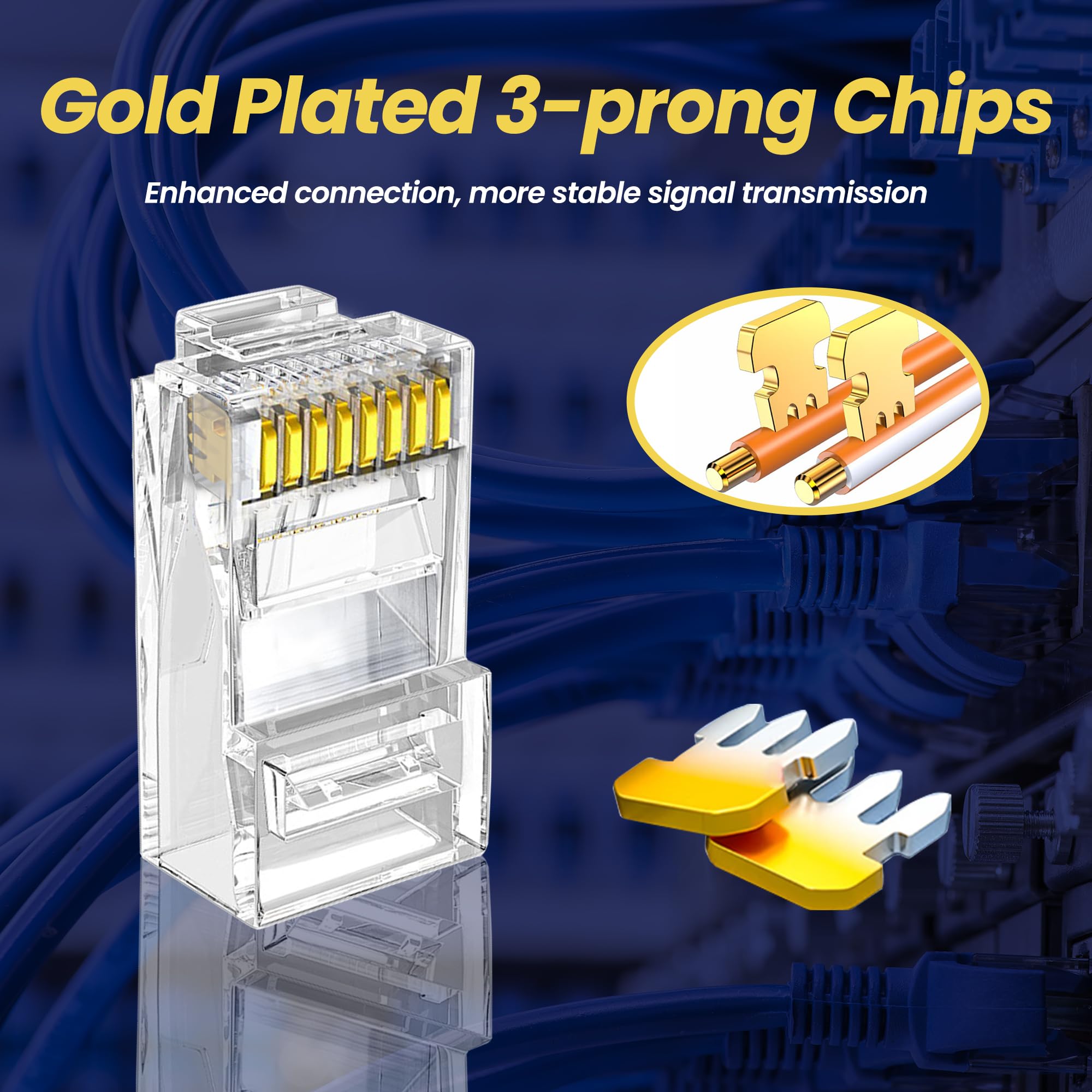 Petechtool Cat6 Rj45 Pass Through Connectors 130 Pack Cat6 Cat5 Ethernet Connector For Solid Or Stranded Utp Cable 100Pcs Cat6 Cat5E Connectors, 30Pcs Self Adhesive Cable Clips And Mini Stripper