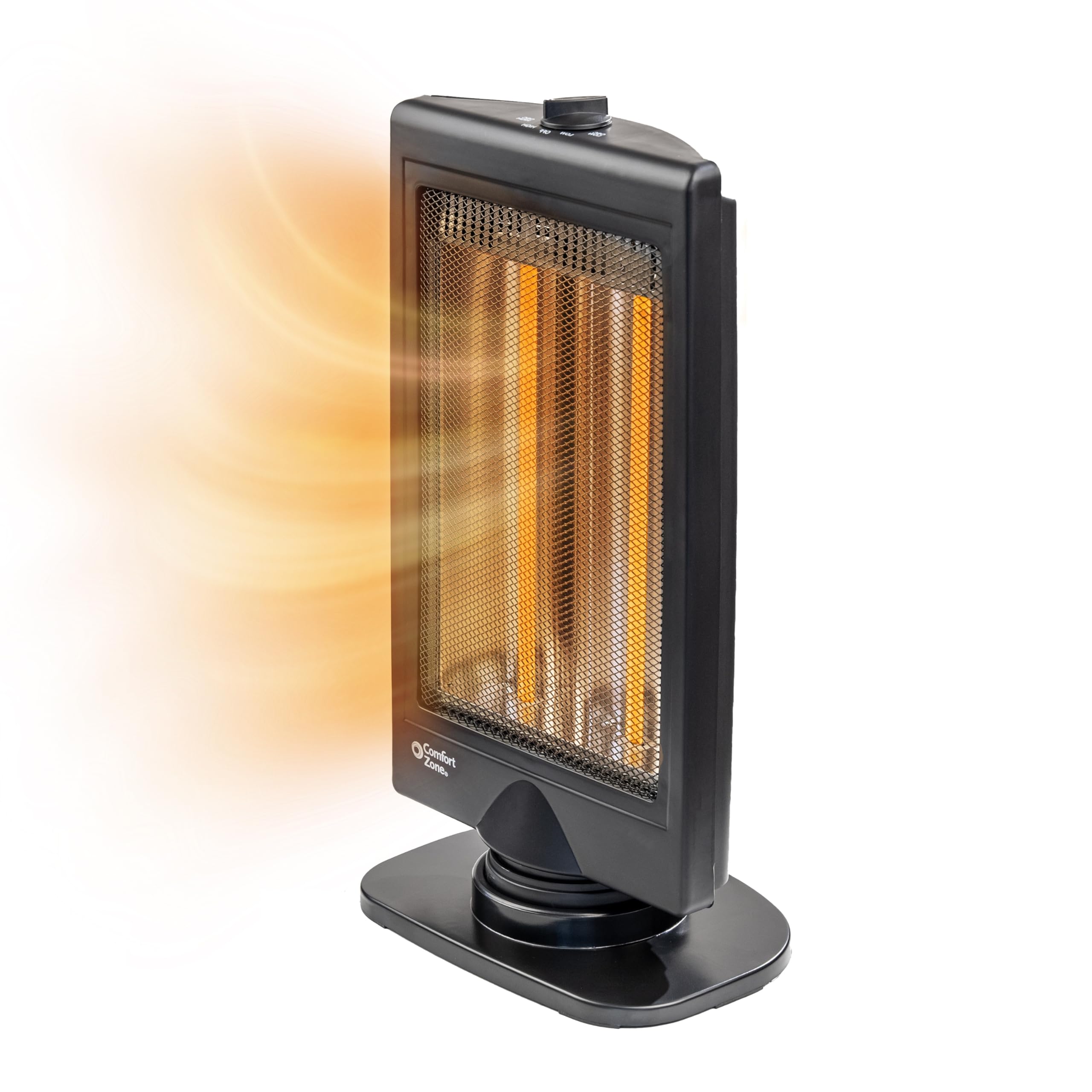 Comfort Zone Czhtv9 Oscillating Electric Halogen Radiant Heater With Slimline Flat Panel Design, Black