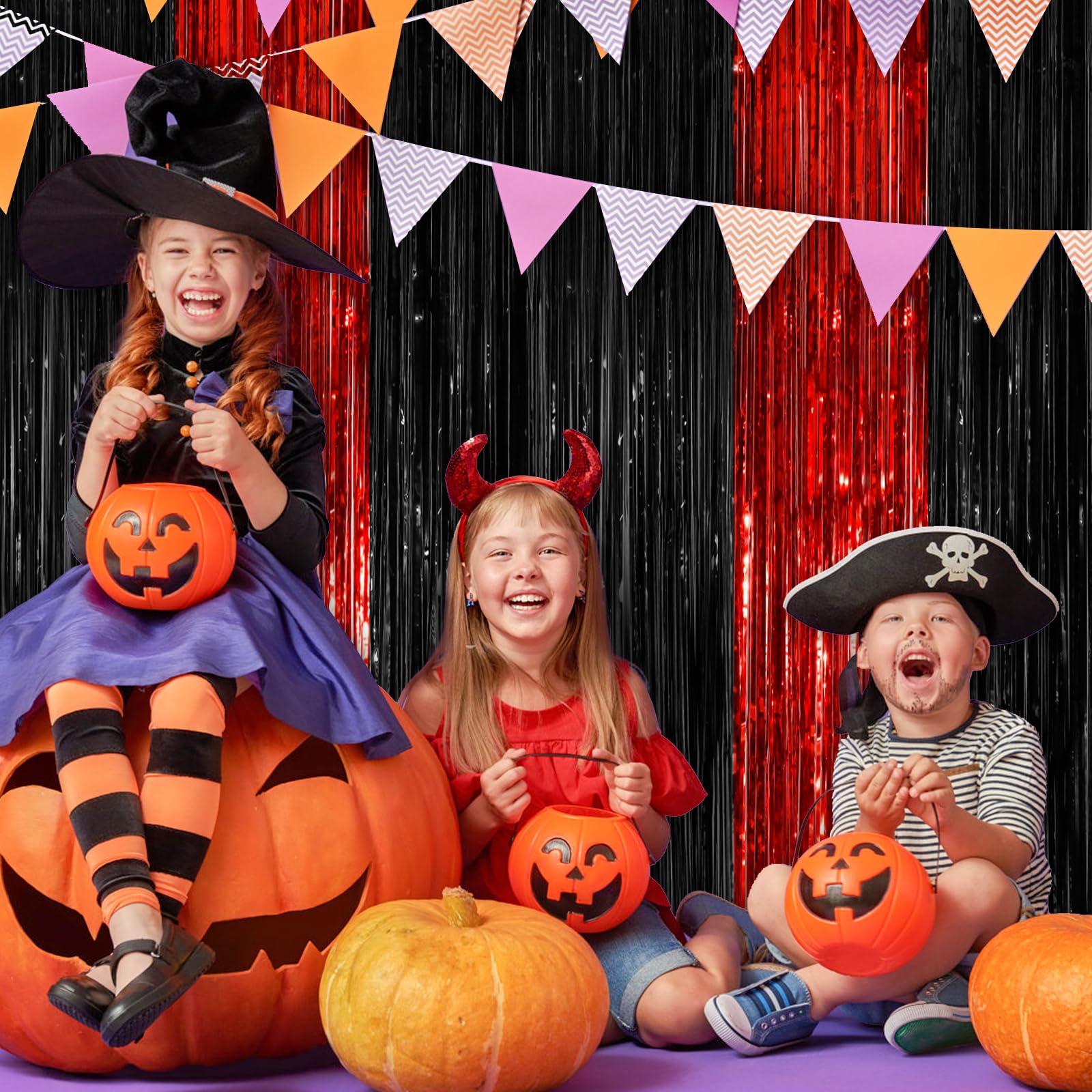 Black Red Fringe Curtain Party Streamers 2Pack 3.3X8.3 Ft Foil Fringe Backdrop Curtains For Birthday Wedding Bridal Baby Shower