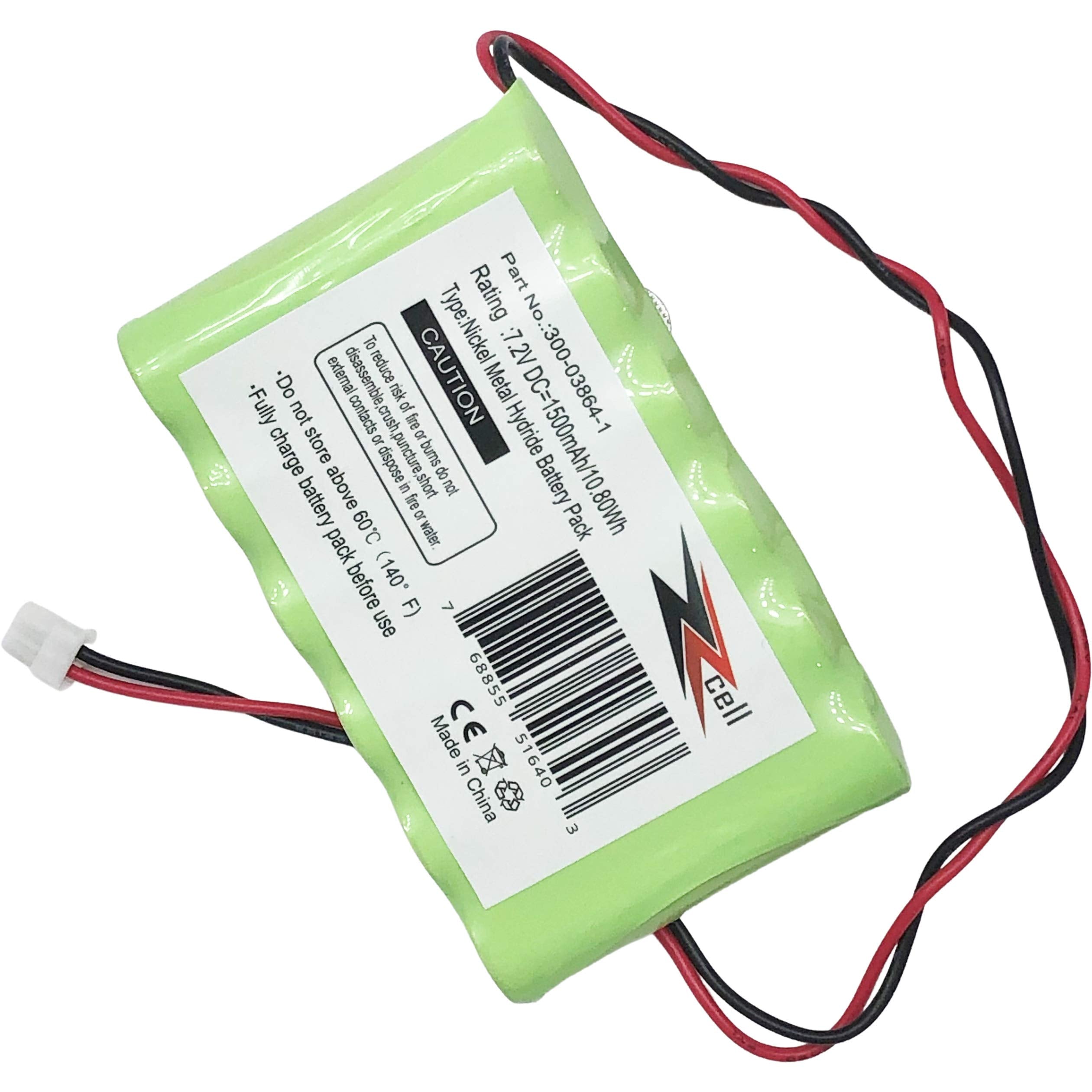 Zzcell 2 Pack Battery For Honeywell Alarm 300 03864 1, Lynx L3000, Lynx L5000, Lynx L5100, Ademco 300 03865, 7.2V, 1500Mah (Note: Please Check Part Number Before Purchase  Battery Connector  2 Prong)