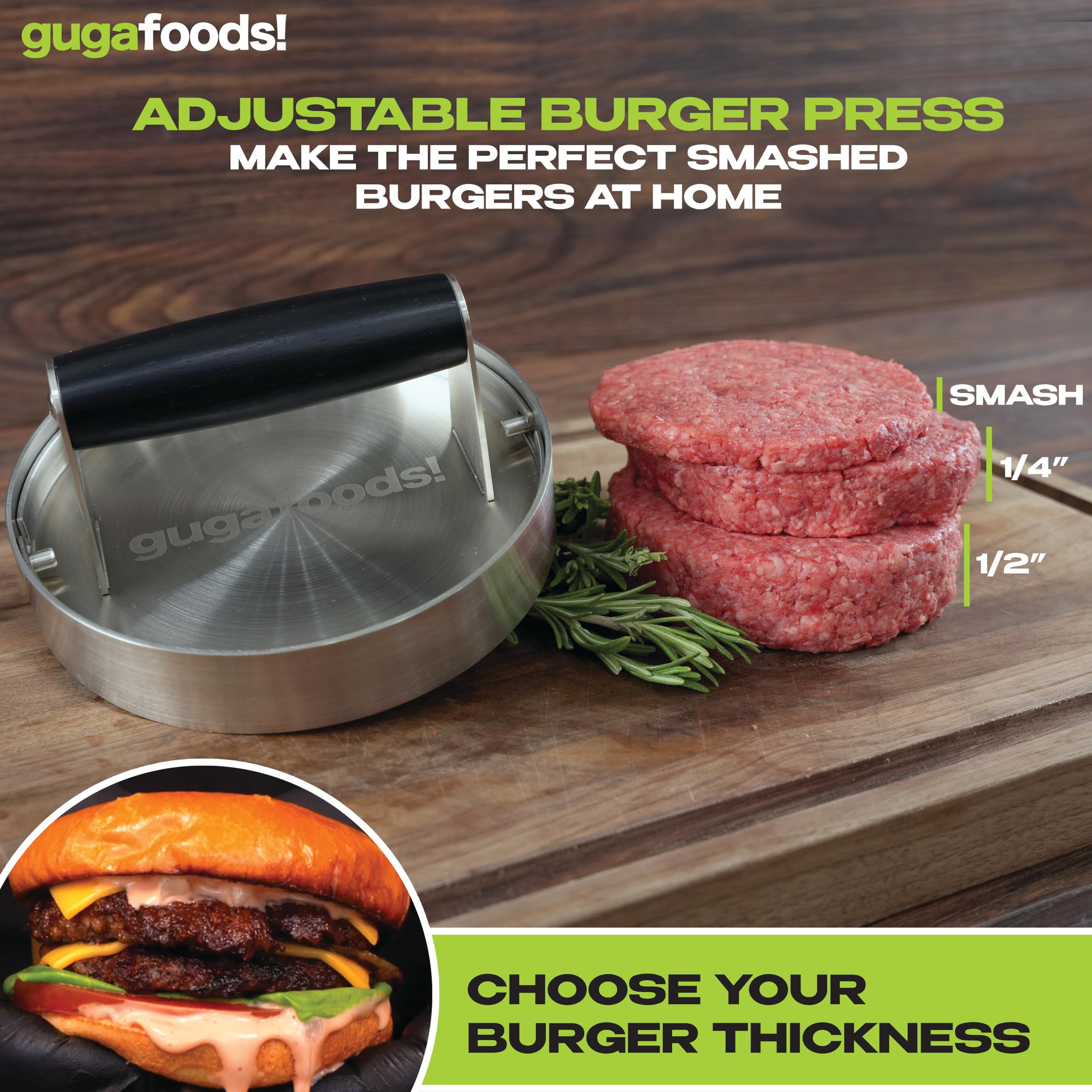 Guga Foods Adjustable Burger Press - Thumbnail 2