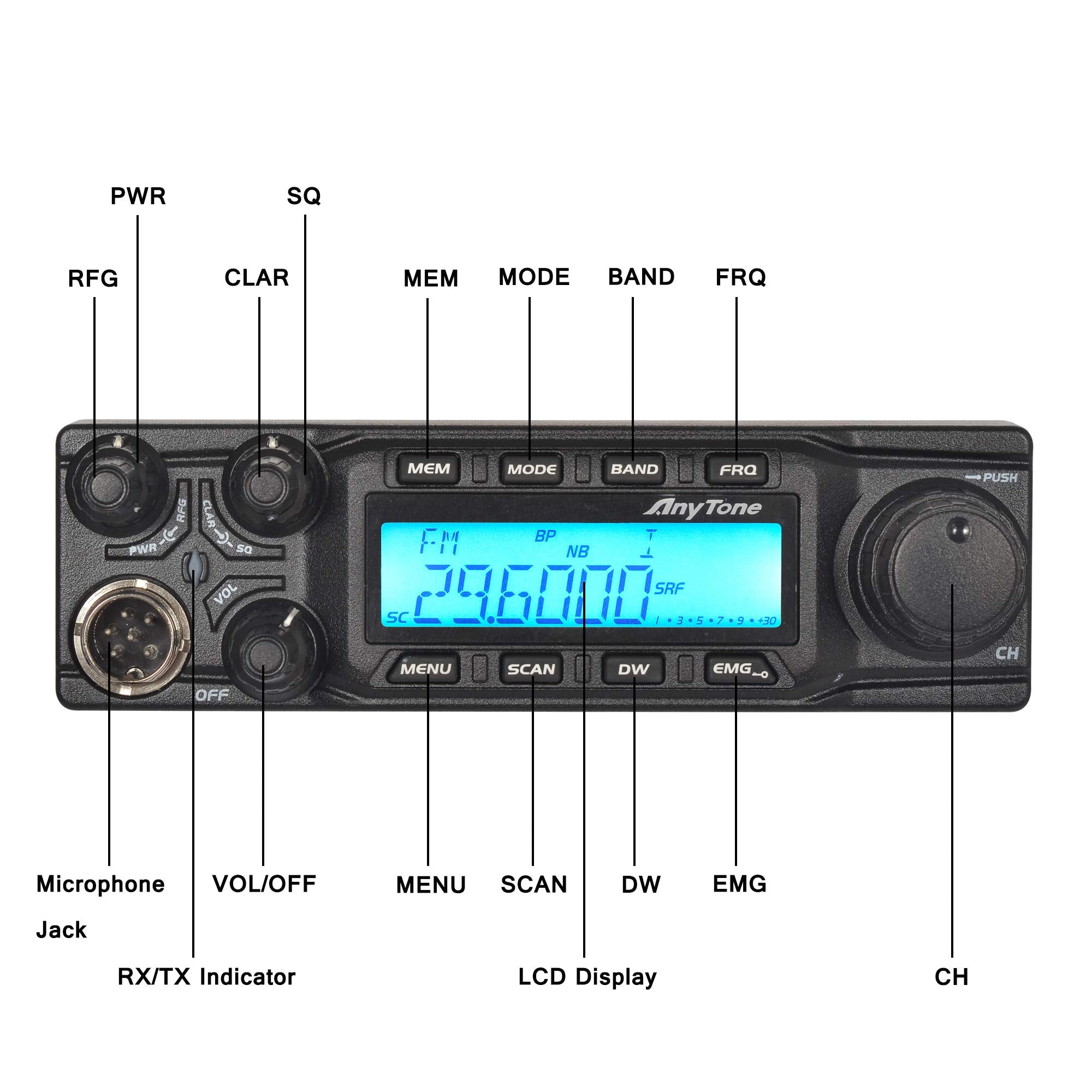 Anytone At-6666 10 Meter Radio High Power 15W/45W/60W 40Ch Mobile Transceiver Ssb(Pep)