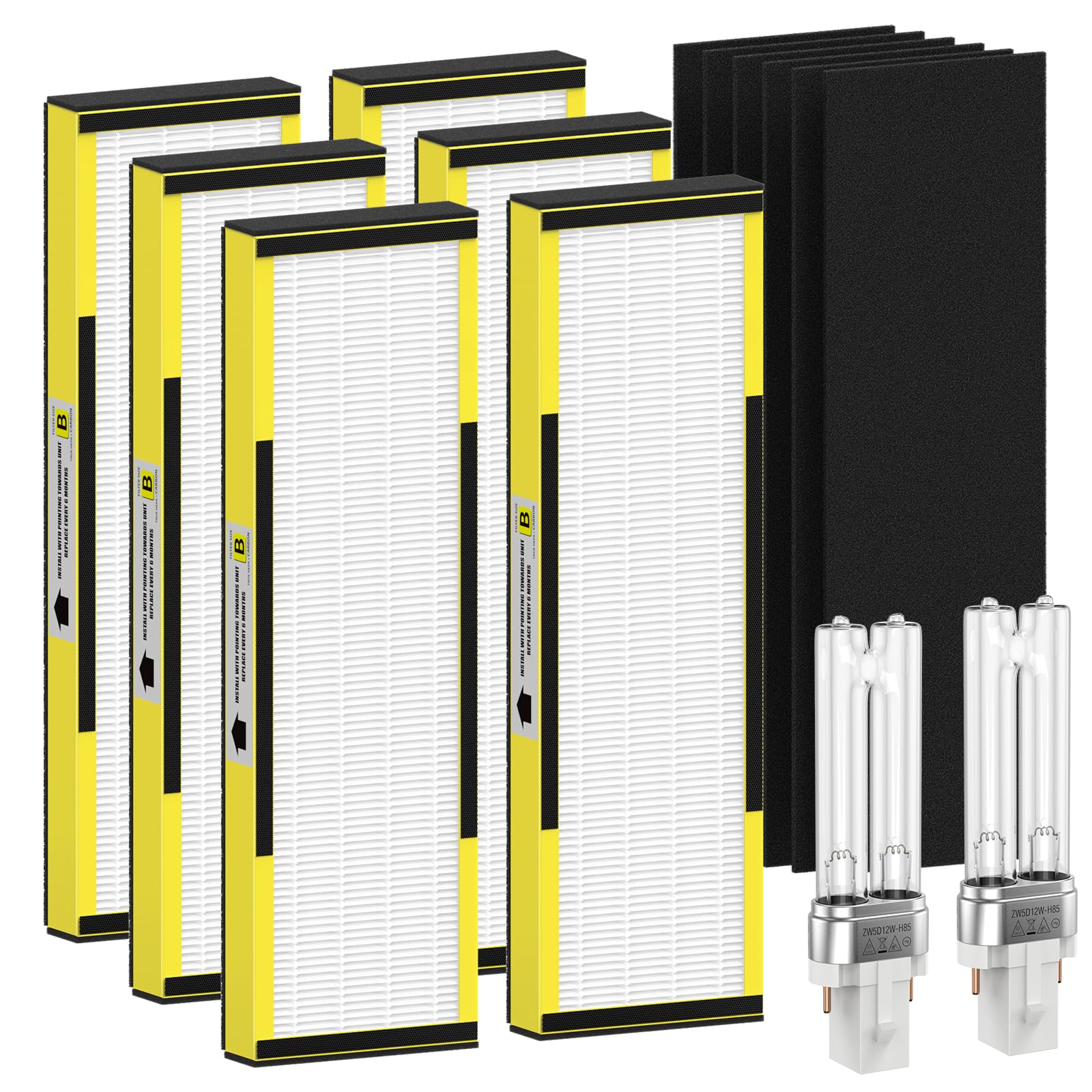 Fmdzfl 6 Packs Flt4825 Hepa Replacement Filter B & 2 Replacement Bulb Compatible With Ac4825 Ac4300 Ac4800 Ac4900 Ac4850, Part N