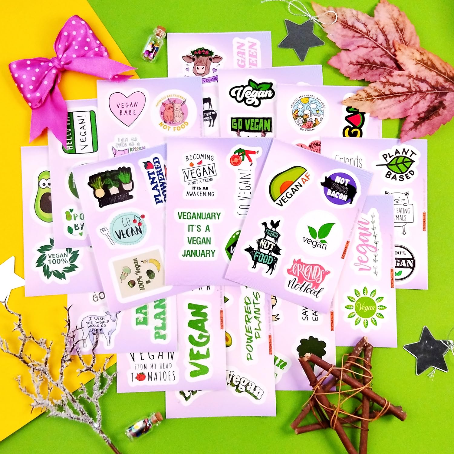 Vegan Stickers For Water Bottle And Laptop   Plant Based Party Favors & Decorations, Waterproof Vinyl Veganism Decals, Vegan Lif