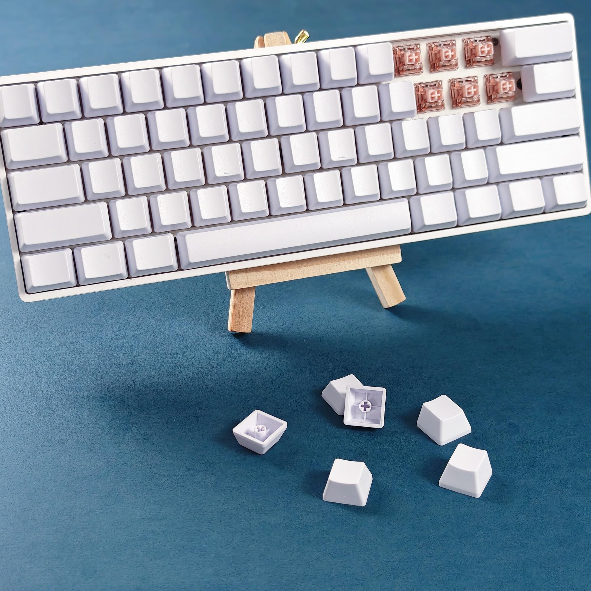 Ymdk Blank Thick Pbt Oem Profile 61 Ansi Keycaps For Mx Switches Mechanical Keyboard (White)(Only Keycap)