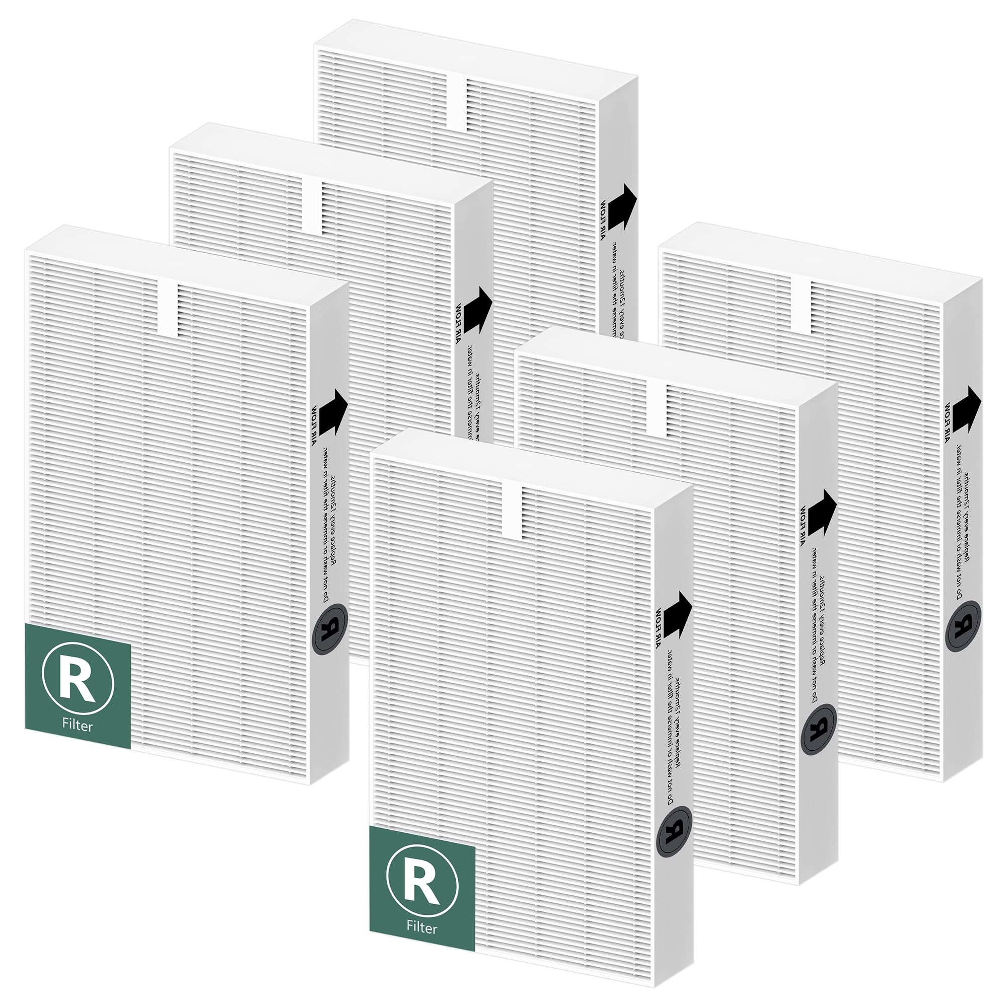 Funmit True HEPA R Air Purifier Filter Replacement 6 Pack Compatible with Honeywell HPA100 HPA200 HPA300 Series HRF-R3 HRF-R2 HRF-R1