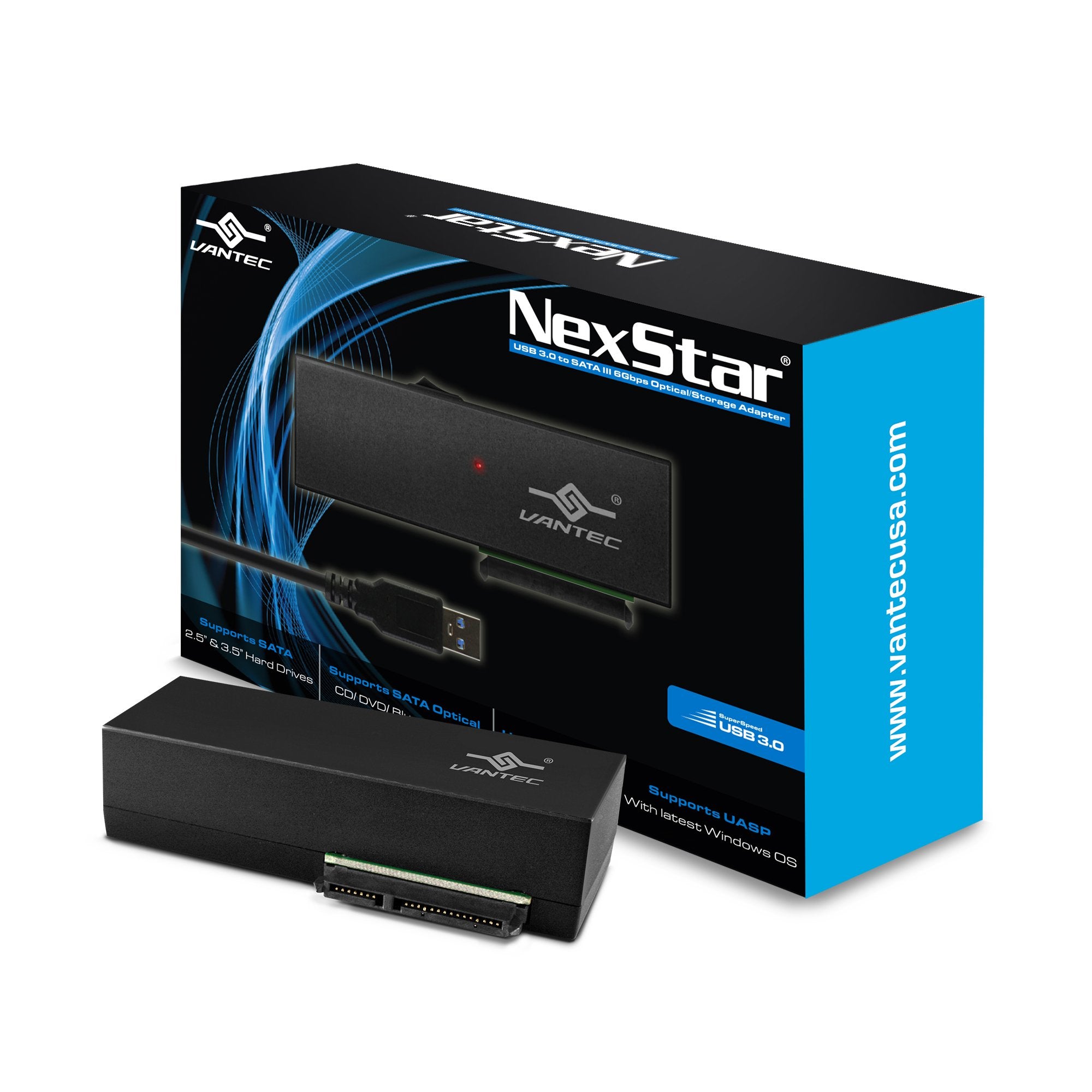 Vantec CBST00U3 NexStar USB 3.0 to SATA 6Gbps Optical/Storage Adapter, Black