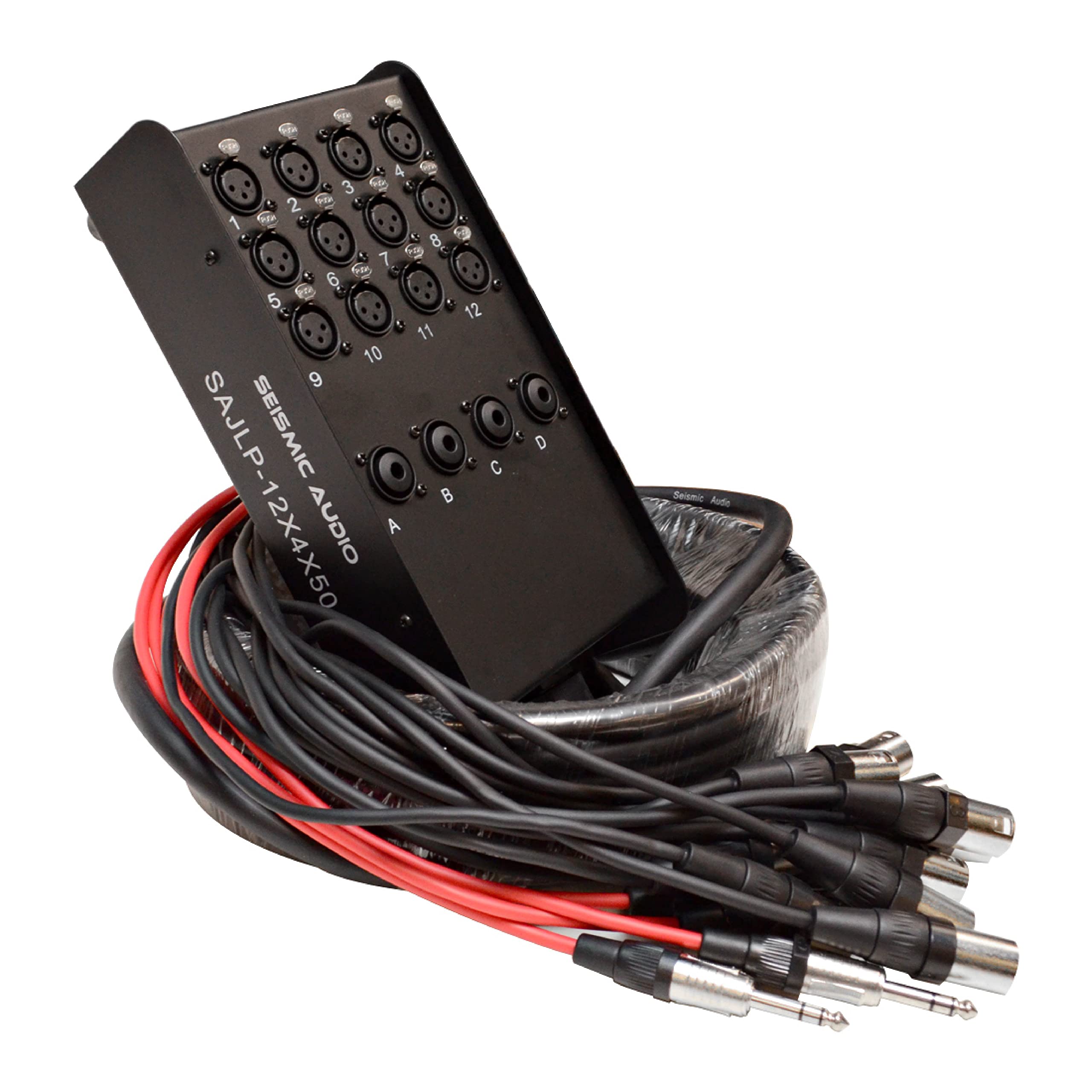 Seismic Audio - Sajlp-12X4X50-12 Channel 50 Foot Xlr Low Profile Snake Cable With 4 Trs Returns - Circuit Board Snake For Record