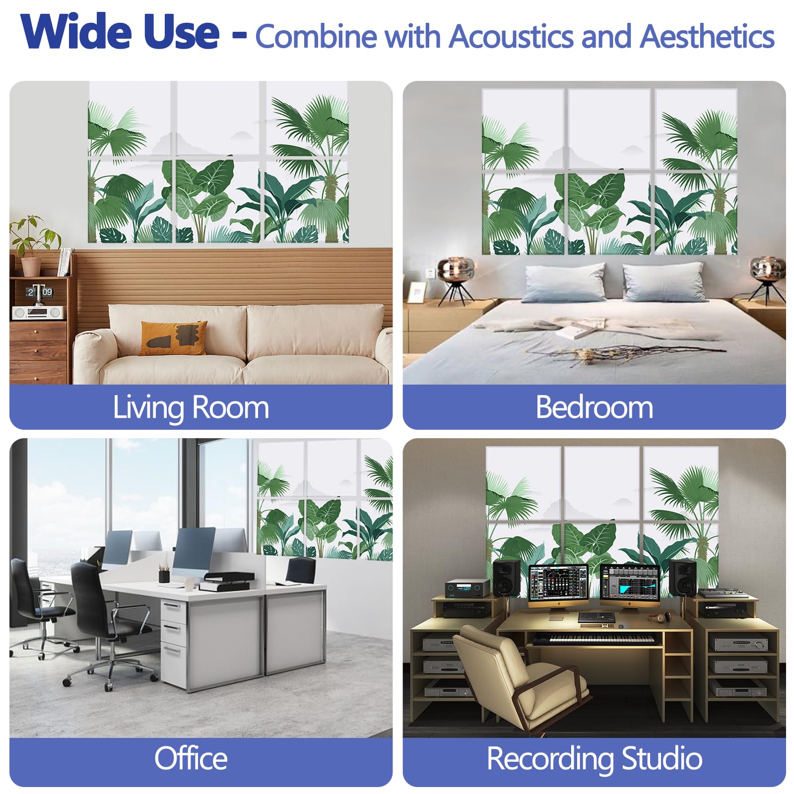 Bubos 6 Pack Art Acoustic Panels,Self Adhesive Sound Proof Foam Panels Soundproof Wall Panels,72X48Inches Acoustic Wall Panels,D