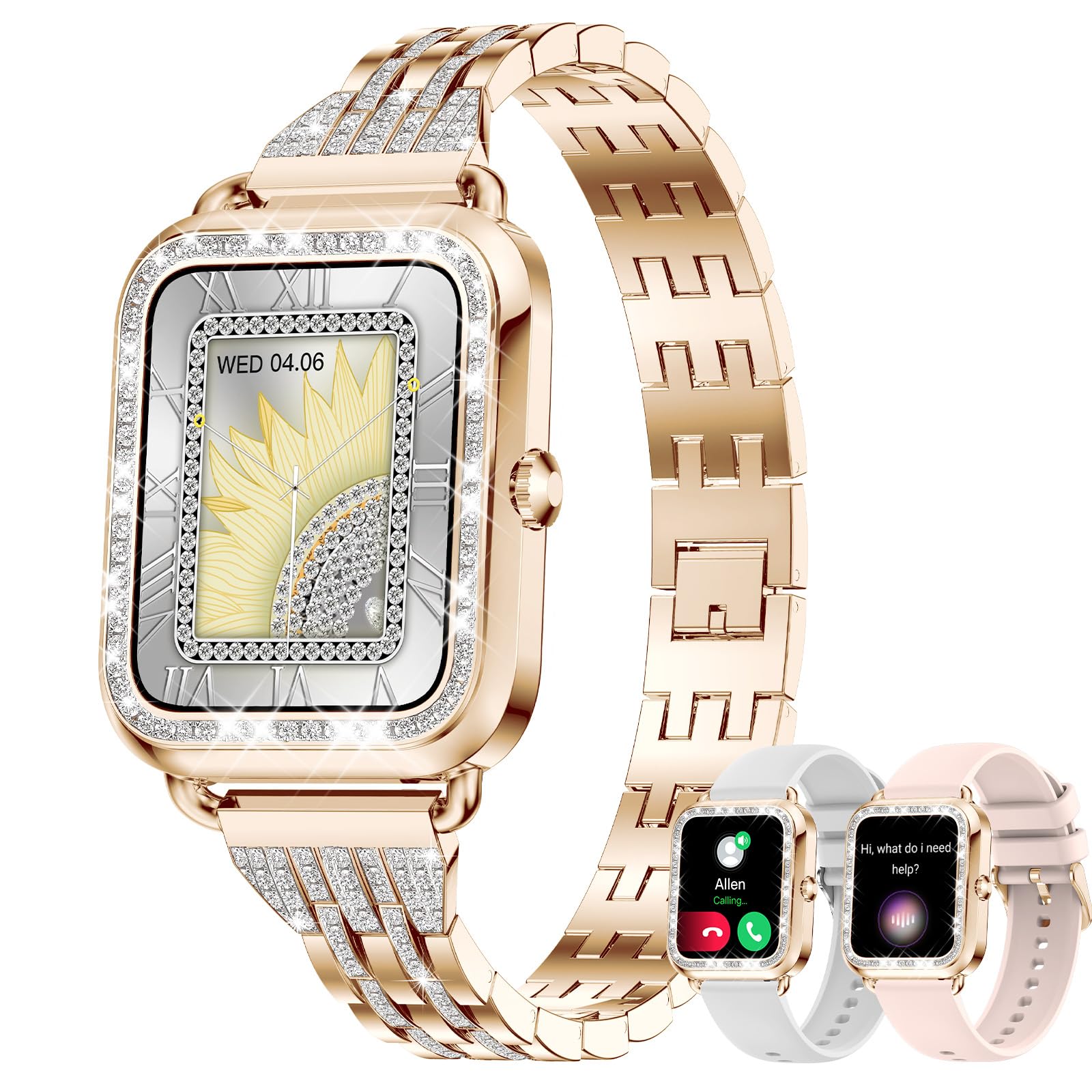 Gadixy Smart Watch For Women Diamonds(Answer/Make Call),1.29 ' 'Hd Touch Screen Smart Watch Android,Fitness Tracker With Heart R