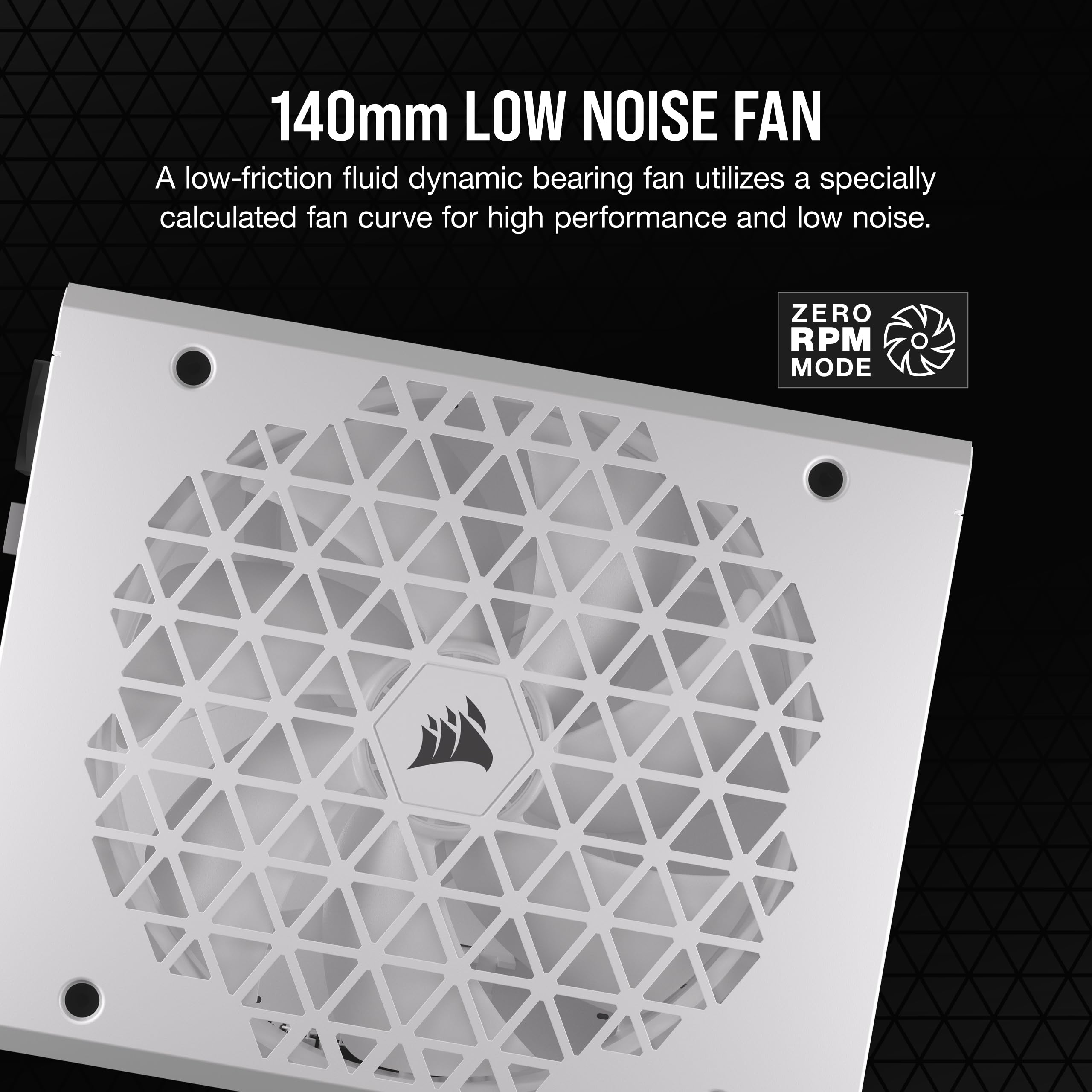 CORSAIR RM1000x Shift 1000W Fully Modular ATX Power Supply - 80 Plus Gold, PCIe 5.1, Zero RPM, White