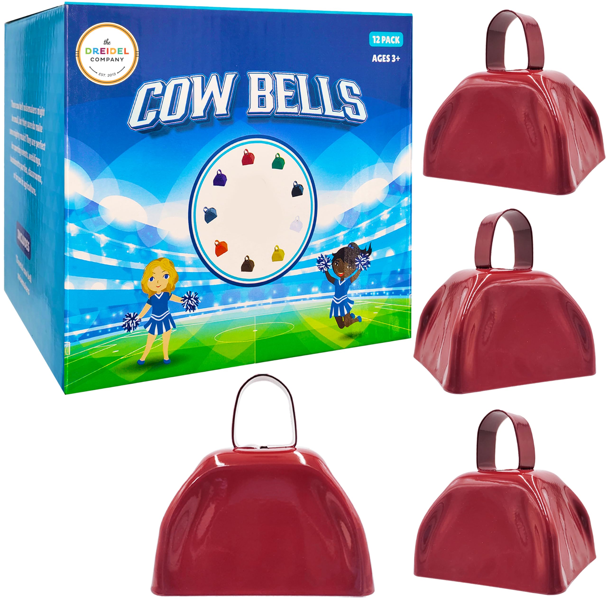 The Dreidel Company Metal Cowbell Noisemaker Cheering Bell, New Years, School Classroom, Wedding Bells & Chimes Percussion Music