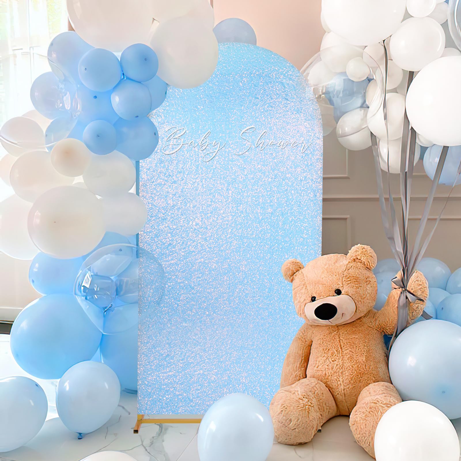 7.2Ft Wedding Arch Cover Mermaid Blue Spandex Fitted Arch Covers Sequin Fabric Backdrop Covers For Party Birthday Baby Shower De