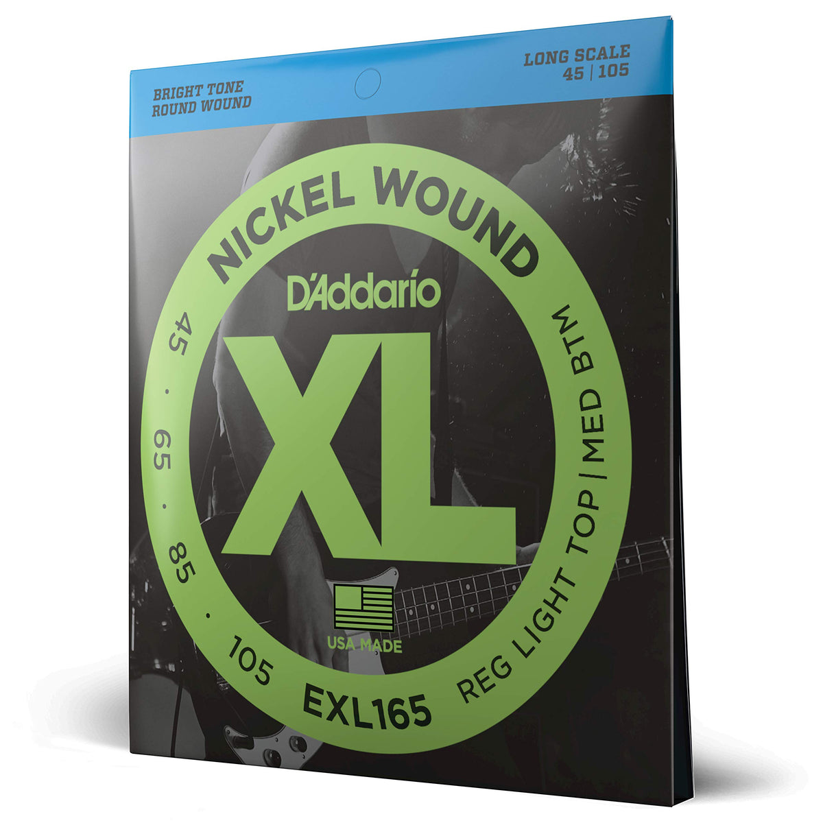 D'Addario Bass Guitar Strings   Xl Nickel Bass Strings   Exl165   Perfect Intonation, Consistent Feel, Durability   For 4 String Bass Guitars   45 105 Regular Light Top/Medium Bottom, Long Scale