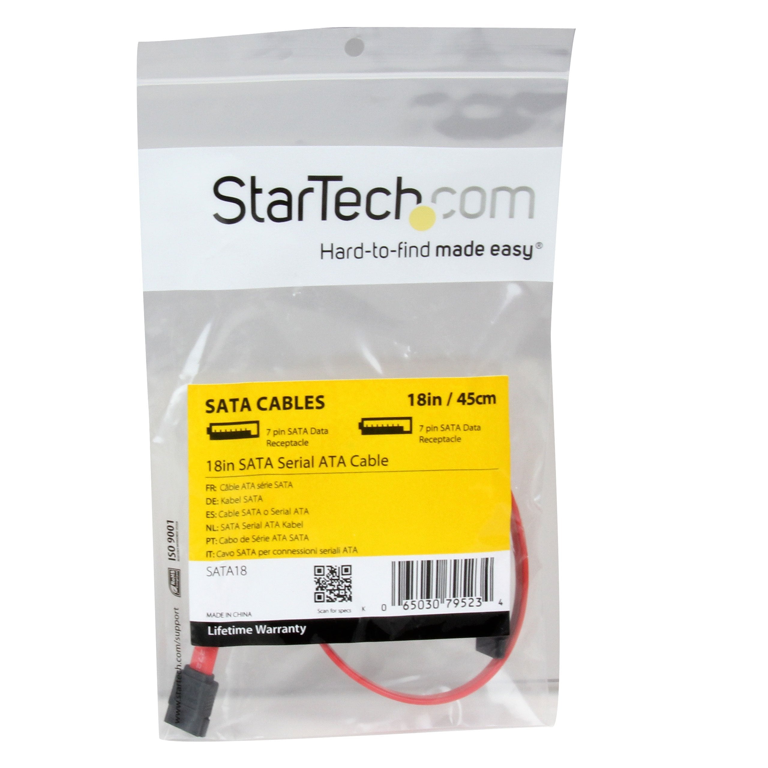 Startech.Com 18In Sata Serial Ata Cable   18In Sata Cable   18 Sata Cable   18In Serial Ata Cable (Sata18)