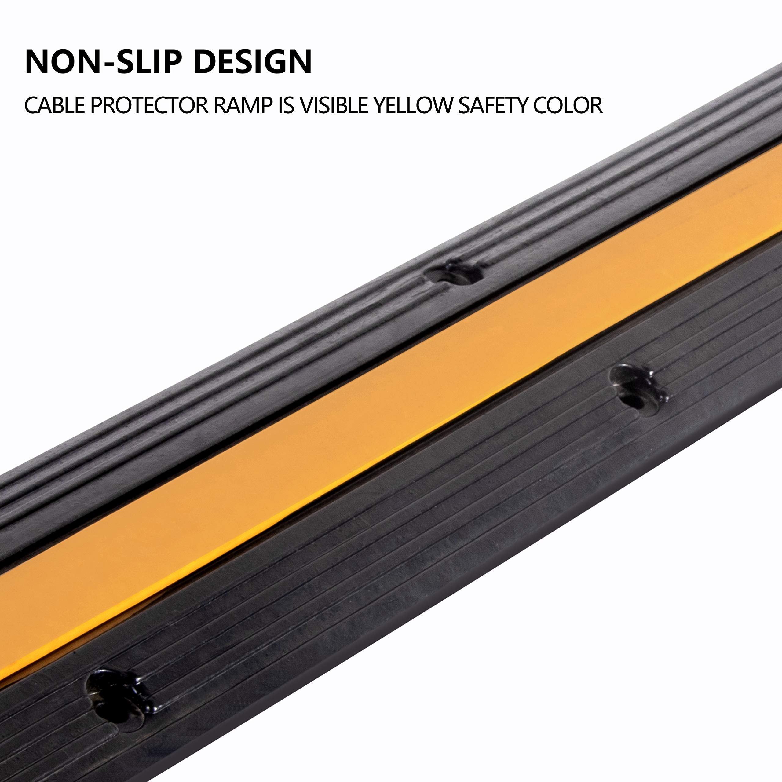 F Come 2 Pack Rubber Cable Ramp Hose Cable Protector Ramp 1 Channel 11000Lbs Load Capacity Traffic Speed Bump Wires Power Lines