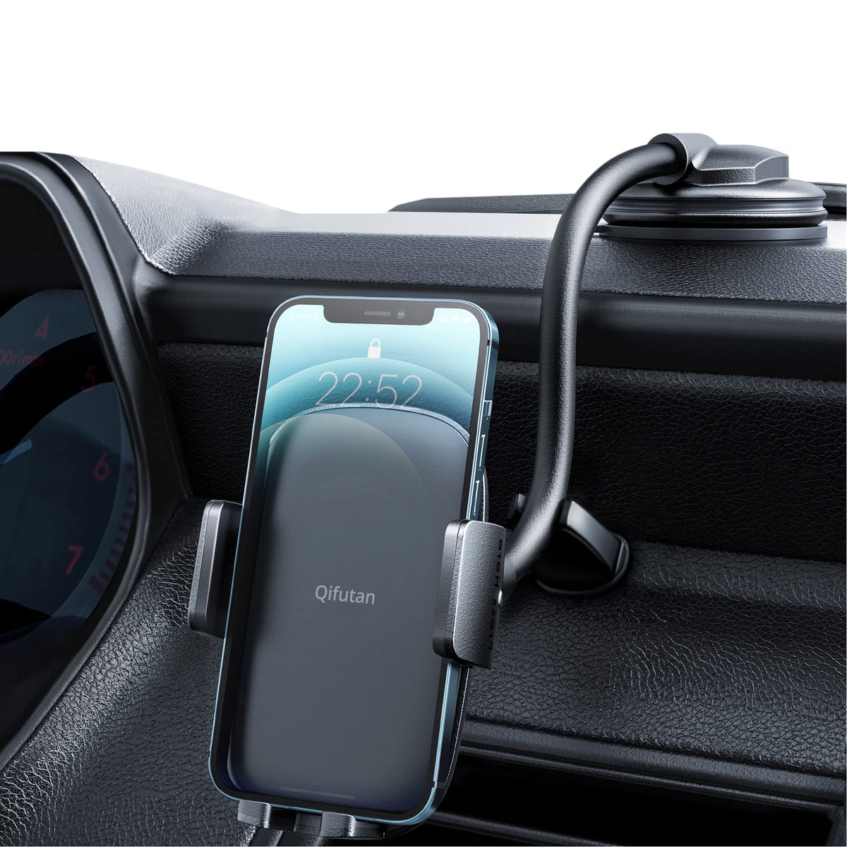 Qifutan Cell Phone Holder For Car Phone Mount Long Arm Dashboard Windshield Car Phone Holder Anti Shake Stabilizer Phone Car Hol