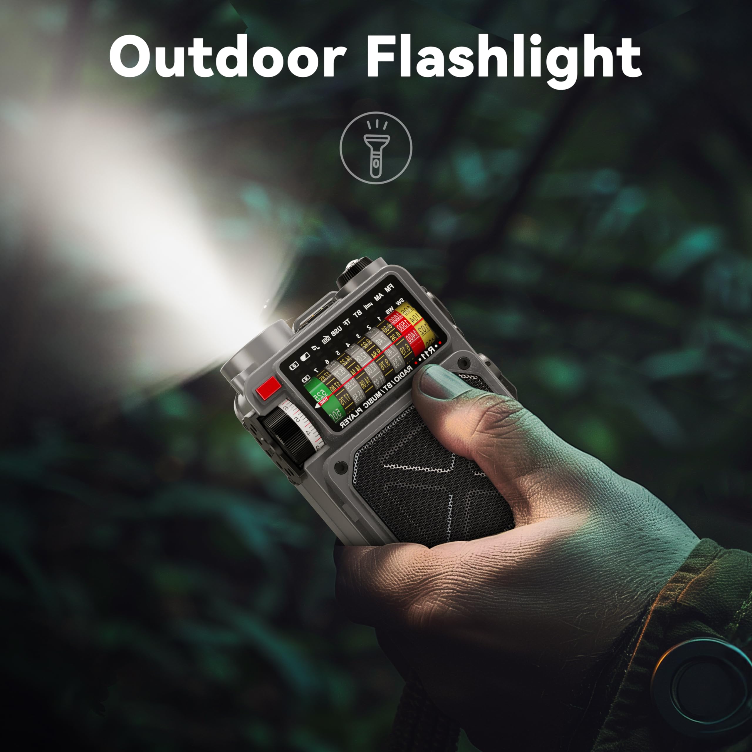 Emgykit Shortwave Radio With 4000Mah Rechargeable Battery, Am/Fm/Wb/Sw Shortwave Radio With Bluetooth Speaker, Flashlight, Sleep