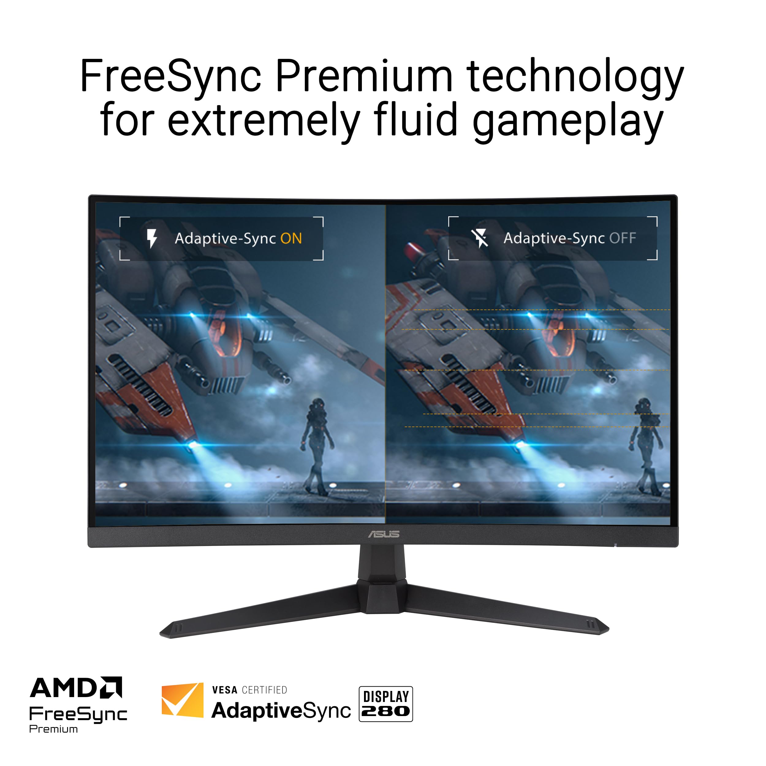 Asus Tuf Gaming 27    1080P Curved Monitor (Vg27Vqm1B)   Full Hd, 1500R, 280Hz, 1Ms, Extreme Low Motion Blur, Freesync Premium,