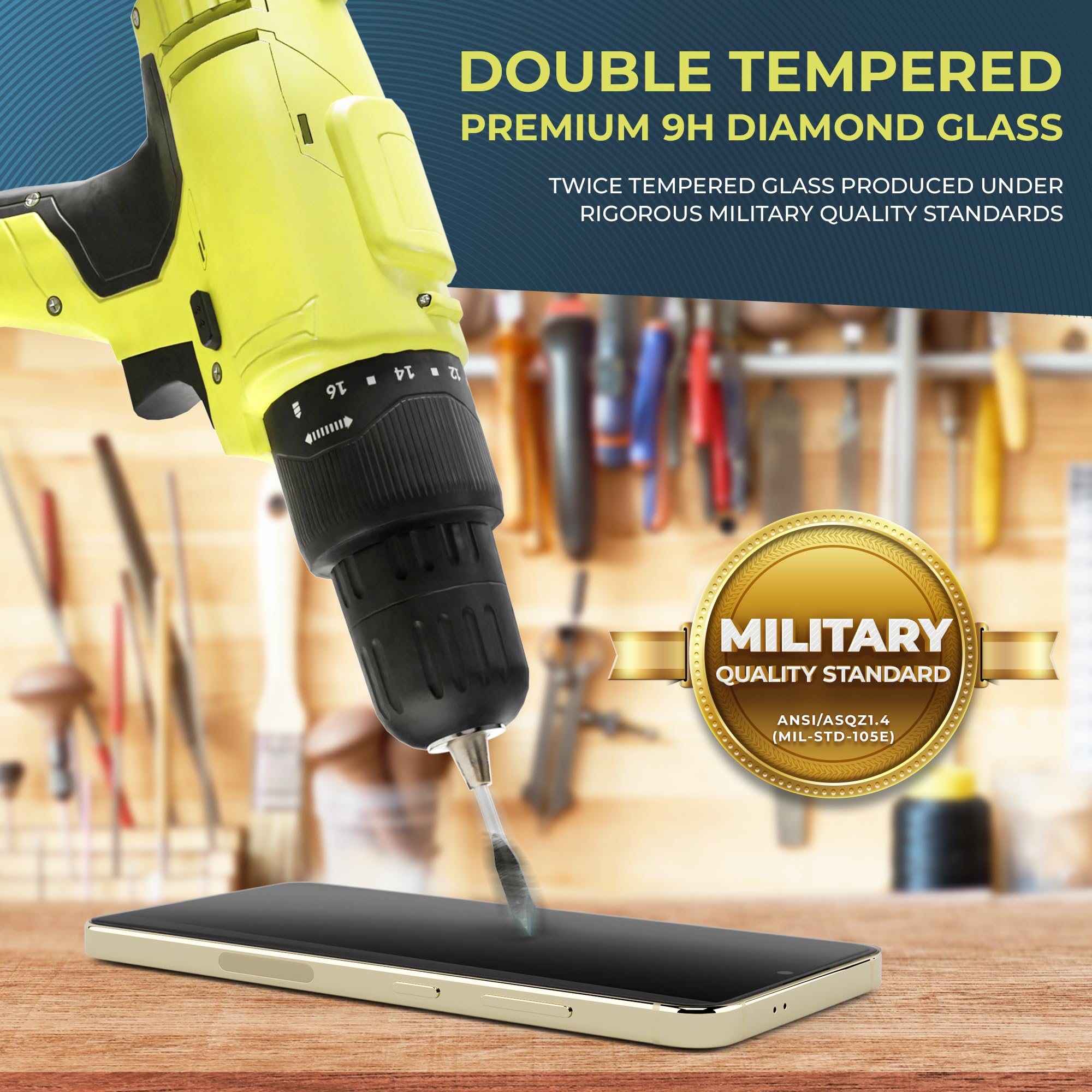 Power Theory For Samsung S24 Screen Protector Double Tempered Glass, 9H Hardness, [Benefits American Cancer Society], Perfect An