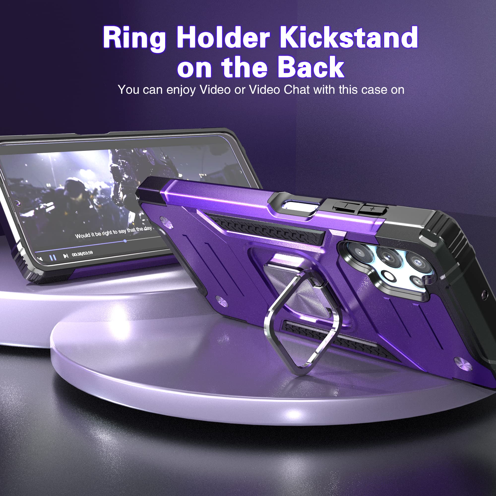 Idystar Galaxy A32 5G Case With Screen Protector, Galaxy A32 5G Case, Shockproof Drop Test Cover With Car Mount Kickstand Lightw