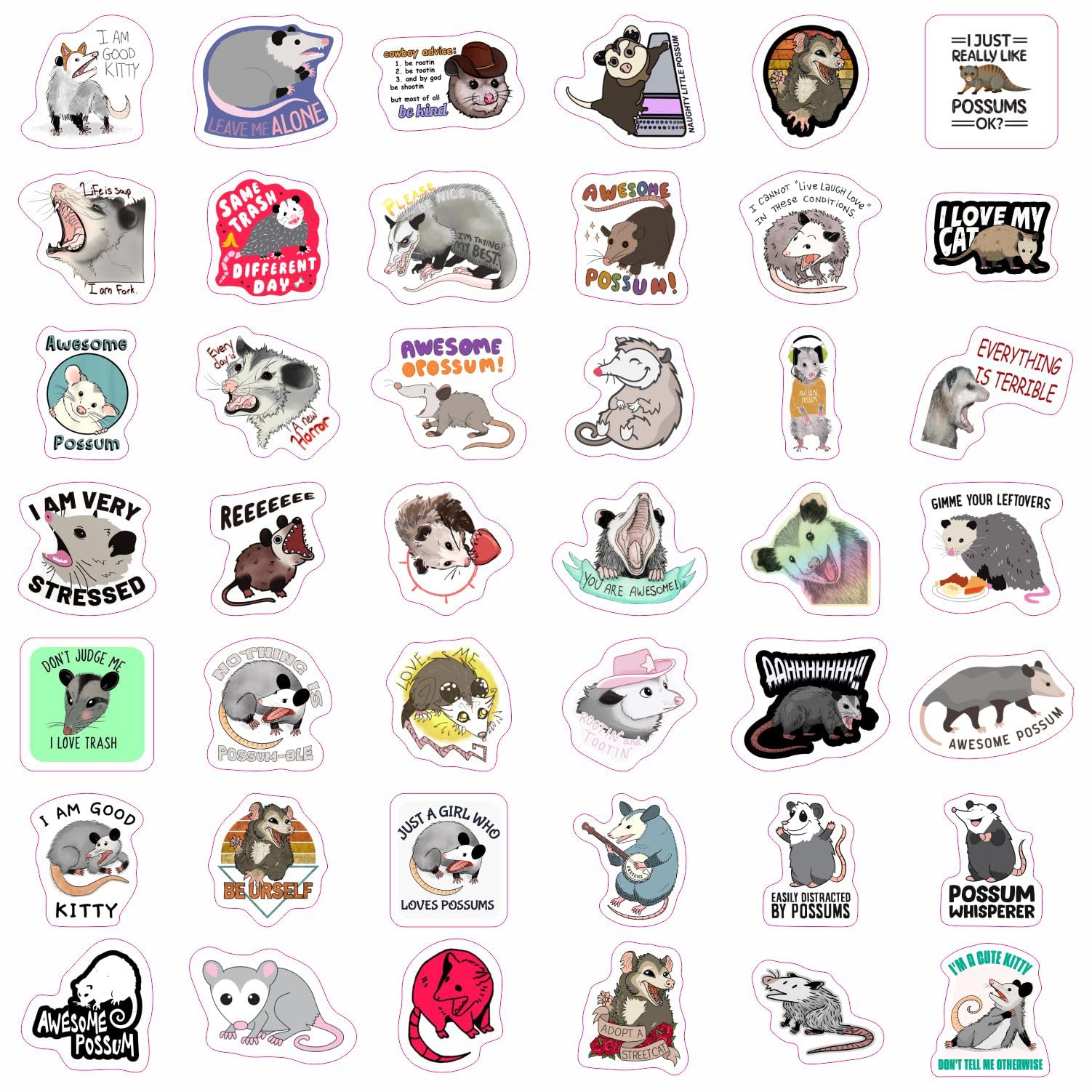 Possum Stickers For Water Bottles, Opossum Laptop Decals   Possum Party Favors, Decorations And Supplies, Funny Opossum Gifts, O