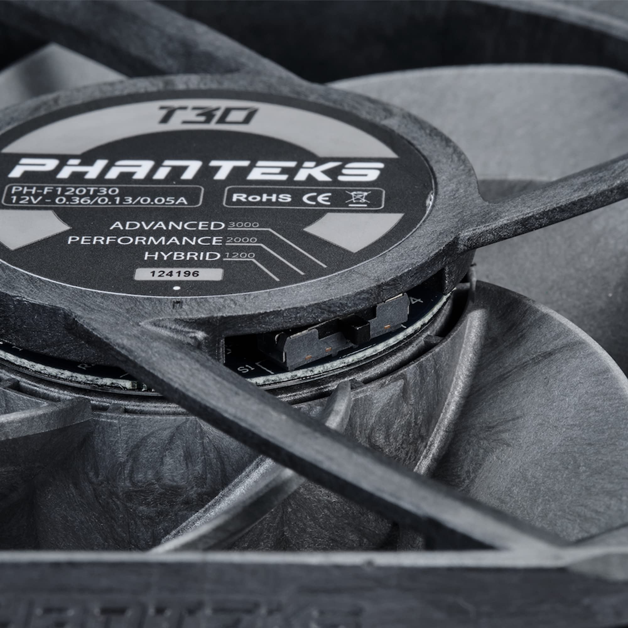 Phanteks (Ph-F120T30_Bg) T30-120 Fan, Premium High-Performance Fan, Pwm, Black/Grey