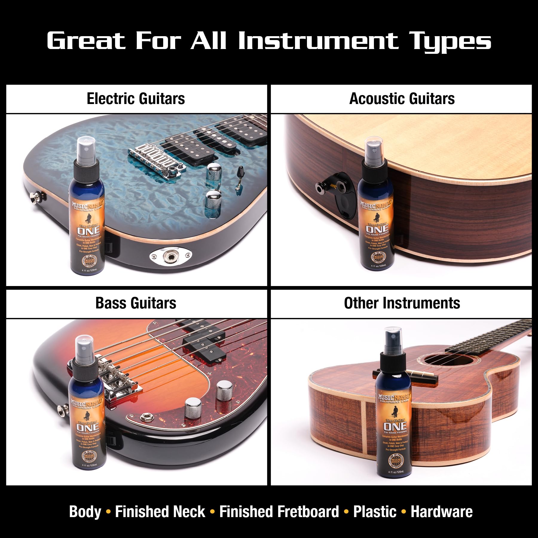 Musicnomad Guitar Body Cleaner/Polish And Fretboard Oil Cleaning Kit With Premium Microfiber Polishing Cloth