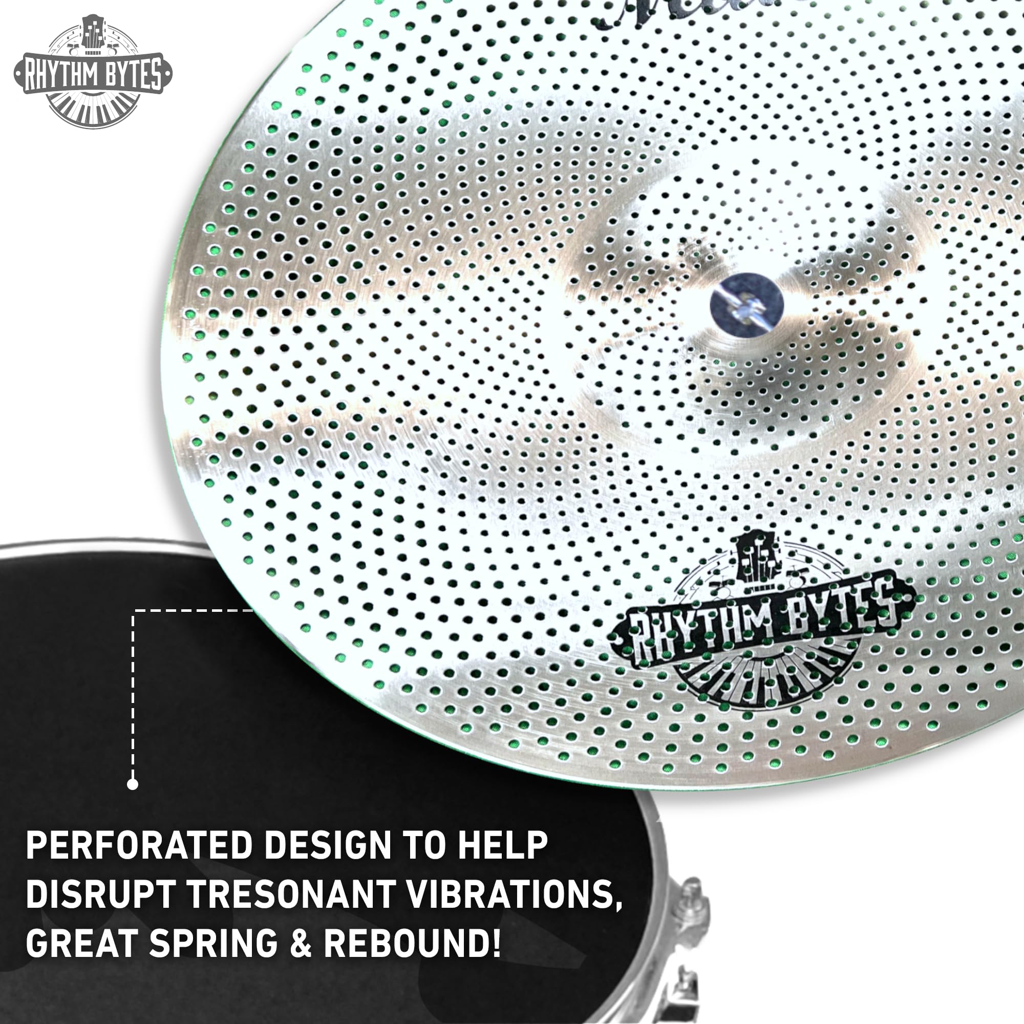 Rhythm Bytes Low Volume Cymbal Pack | 5-Pcs Quiet Cymbal Set | Silent Practice For Drums - 14 Hi-Hats, 16 Crash, 18 Crash, 20 Ri