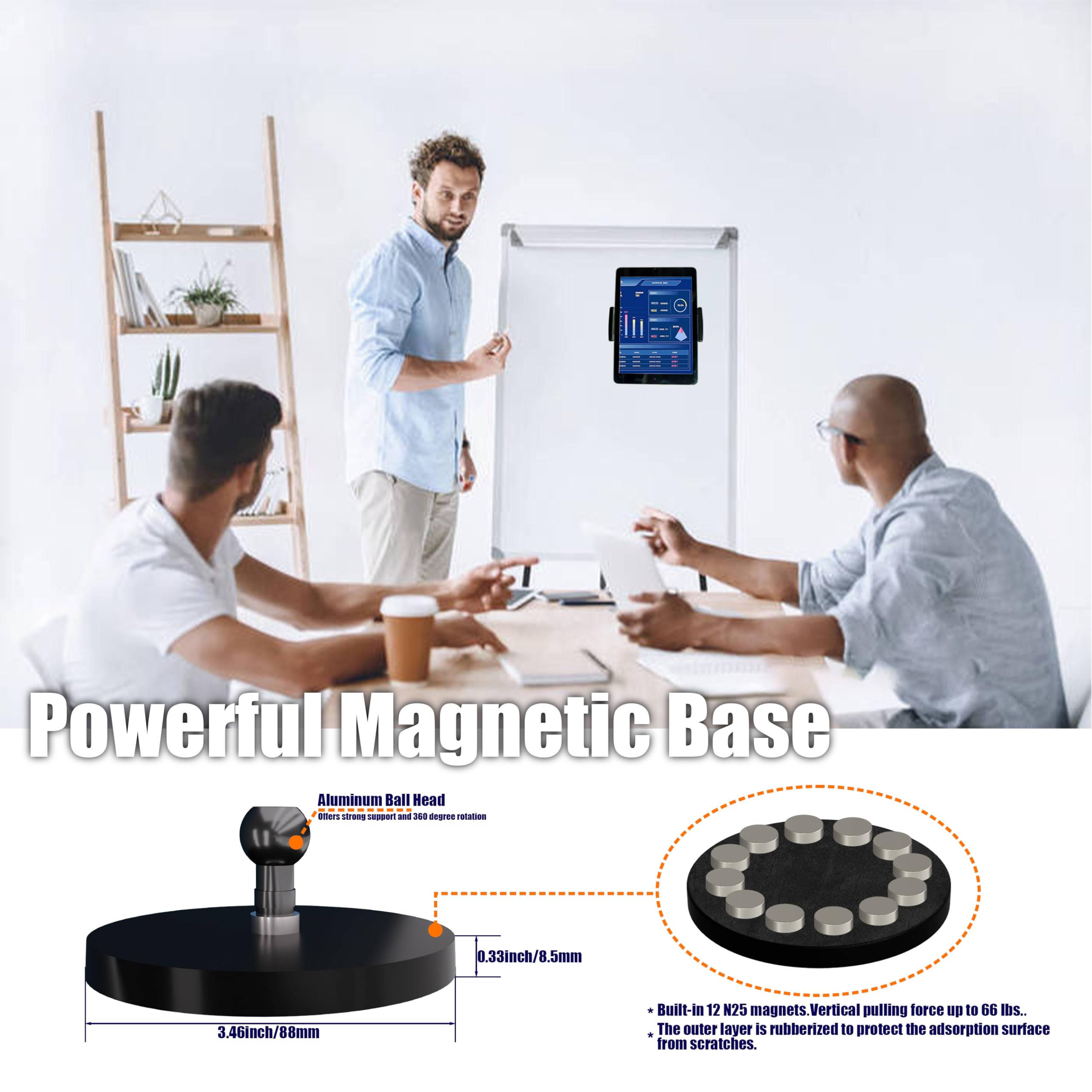 Vassmtcph Magnetic Tablet Mount Holder Ipad Fridge Mount Stand For Cabinet Whiteboard Gym Warehouse And More Fits 4.7 12.9 Inch