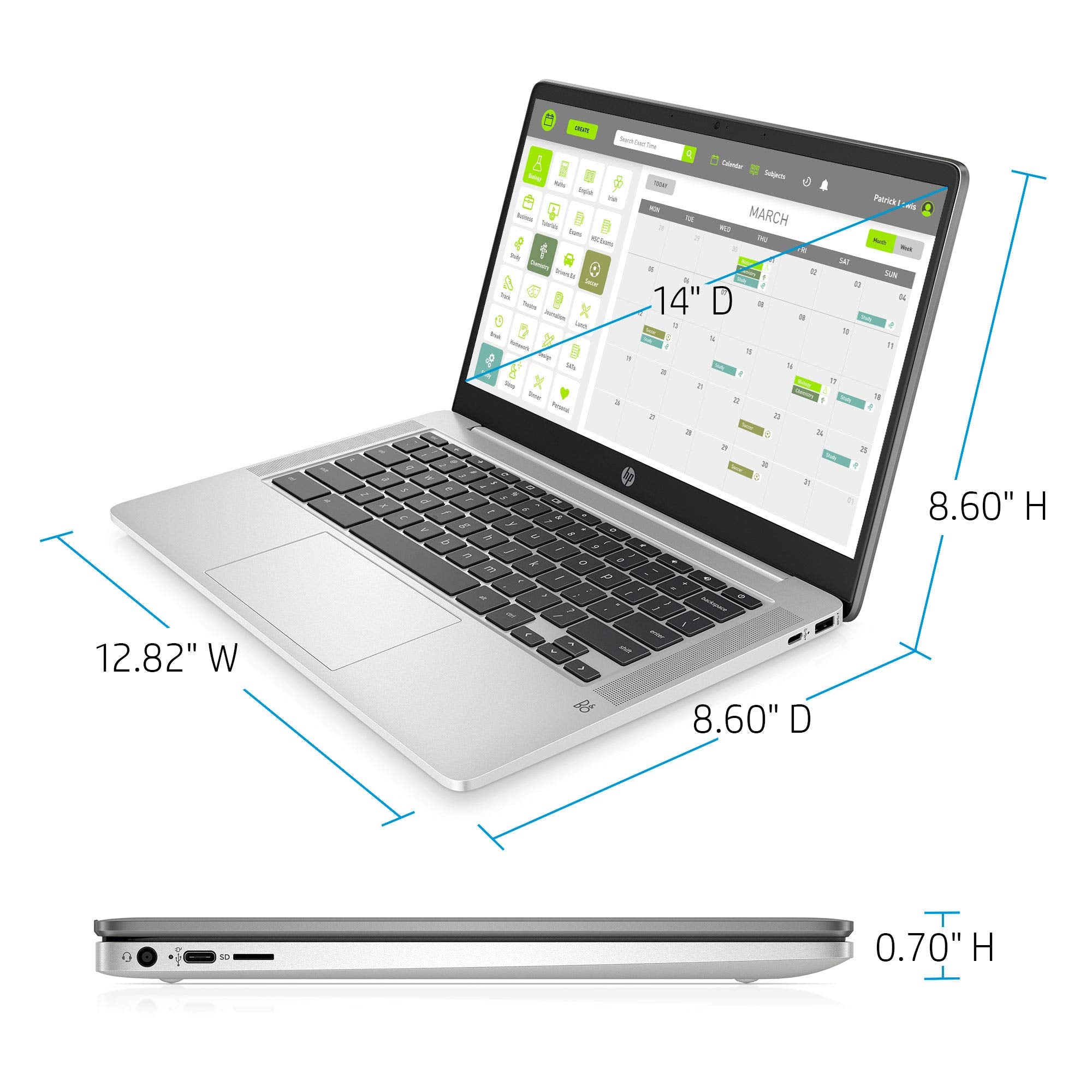 Hp Chromebook 14 Inch Hd Touchscreen Laptop, Intel Celeron N4000, 4 Gb Ram, 32 Gb Emmc, Chrome (14A Na0030Nr, Mineral Silver)